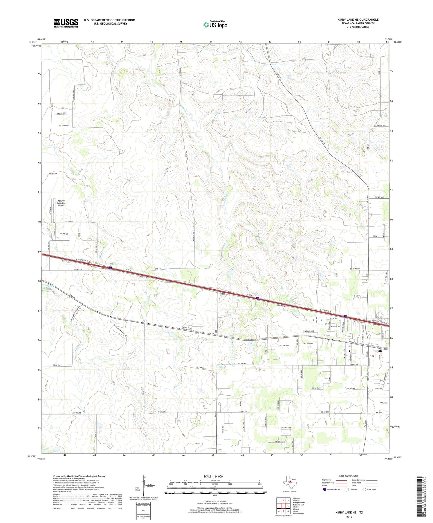 Kirby Lake NE Texas US Topo Map Image