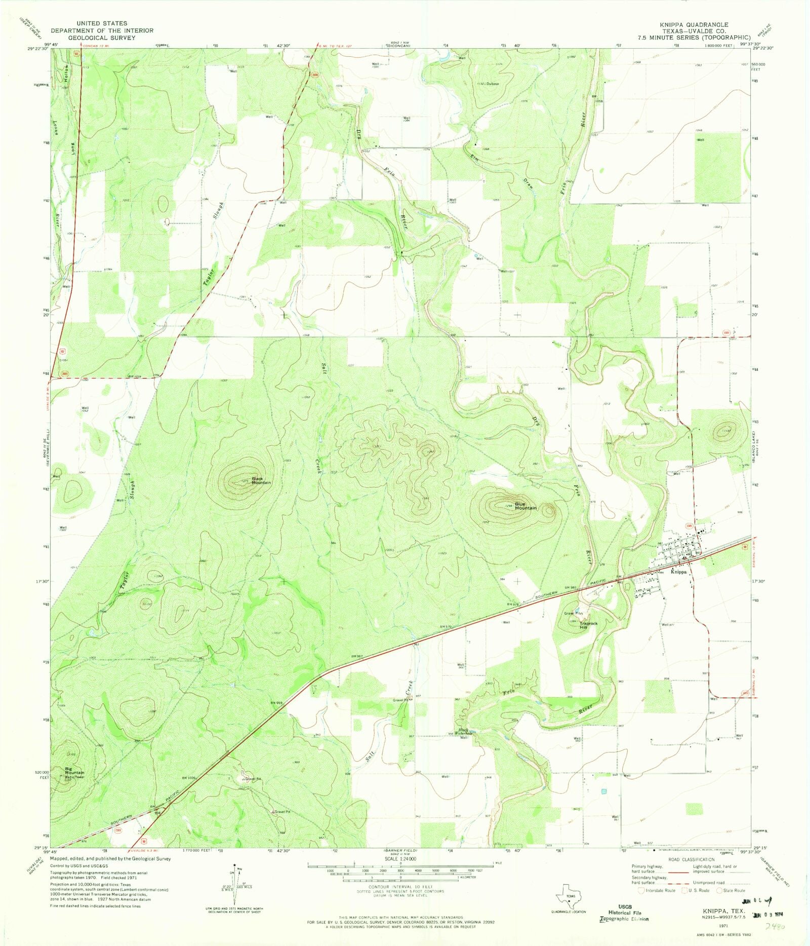 Classic USGS Knippa Texas 7.5'x7.5' Topo Map MyTopo Map Store