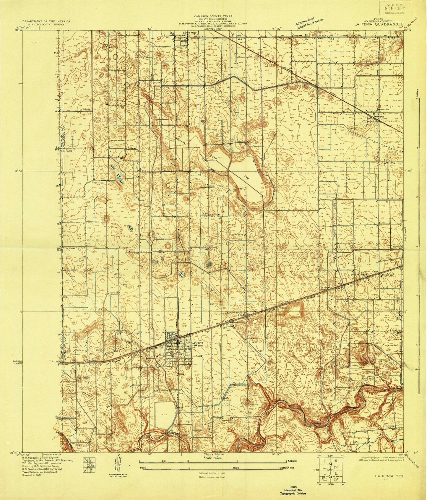 Classic USGS La Feria Texas 7.5'x7.5' Topo Map Image