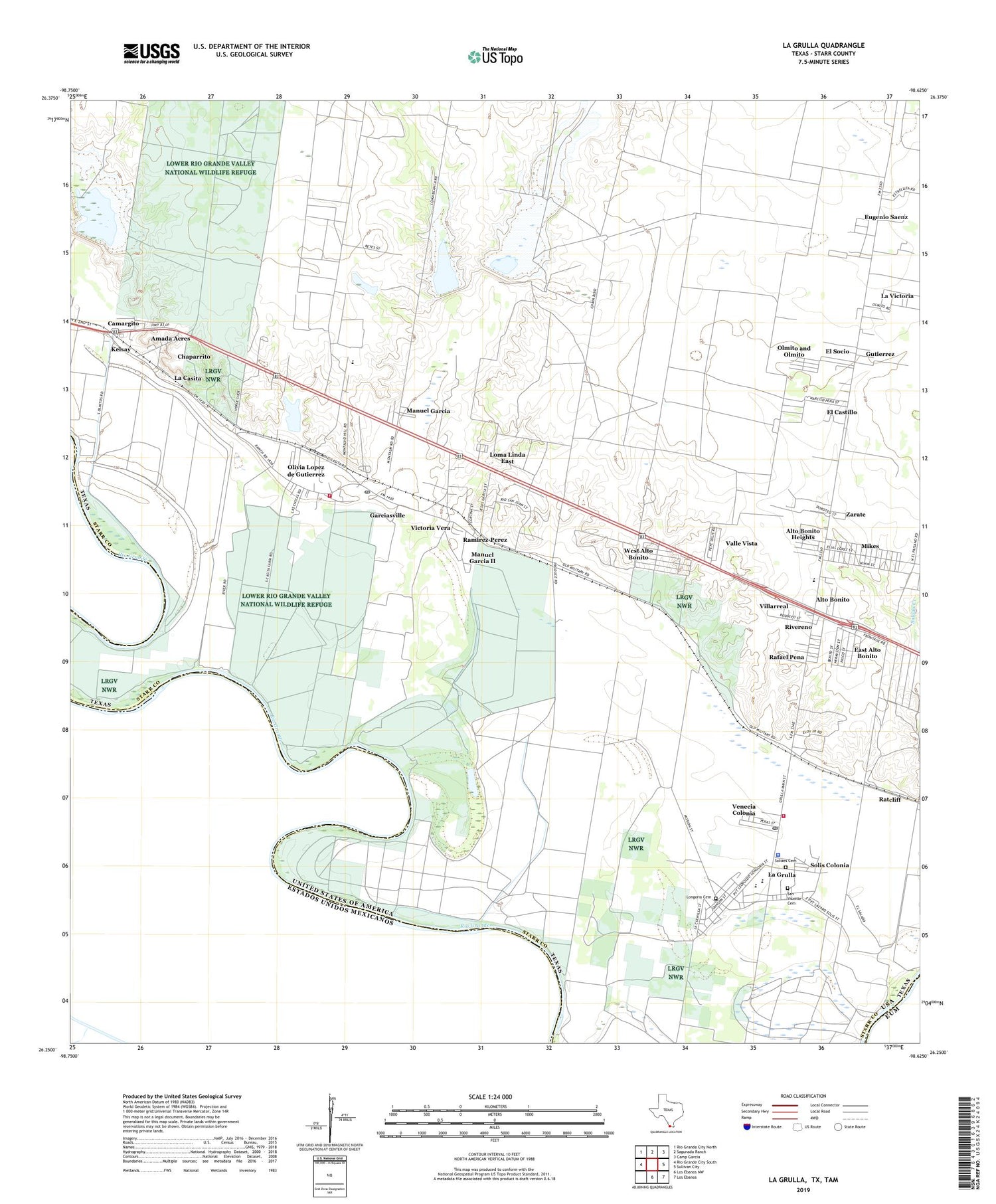 La Grulla Texas US Topo Map Image