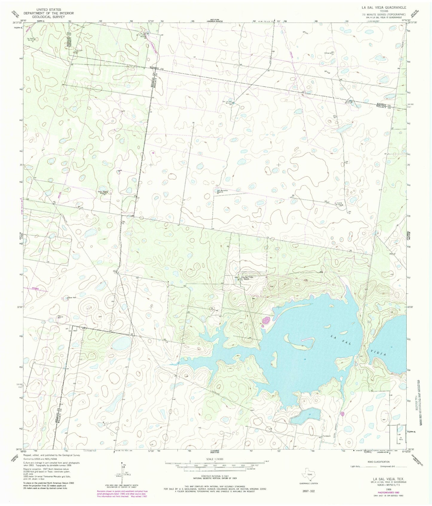 Classic USGS La Sal Vieja Texas 7.5'x7.5' Topo Map Image