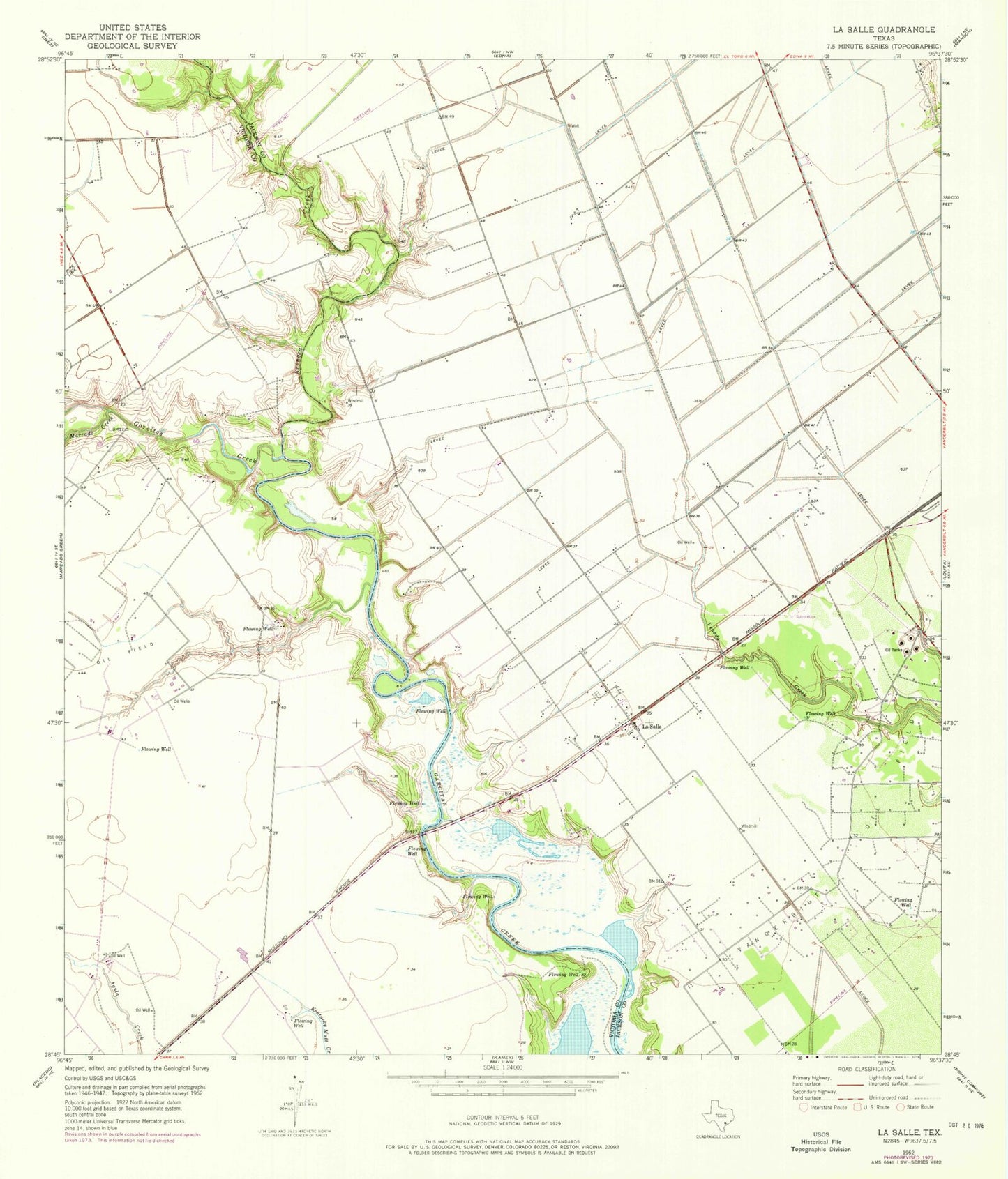 Classic USGS La Salle Texas 7.5'x7.5' Topo Map Image