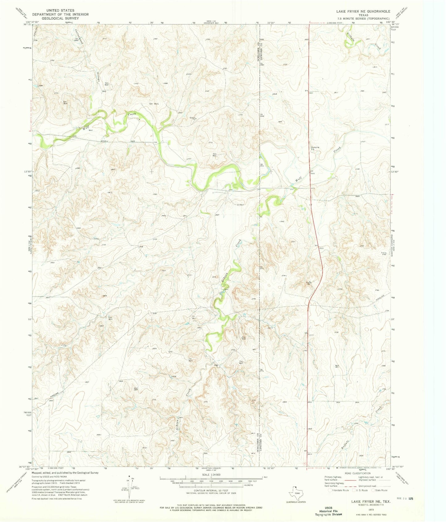 Classic USGS Lake Fryer NE Texas 7.5'x7.5' Topo Map Image