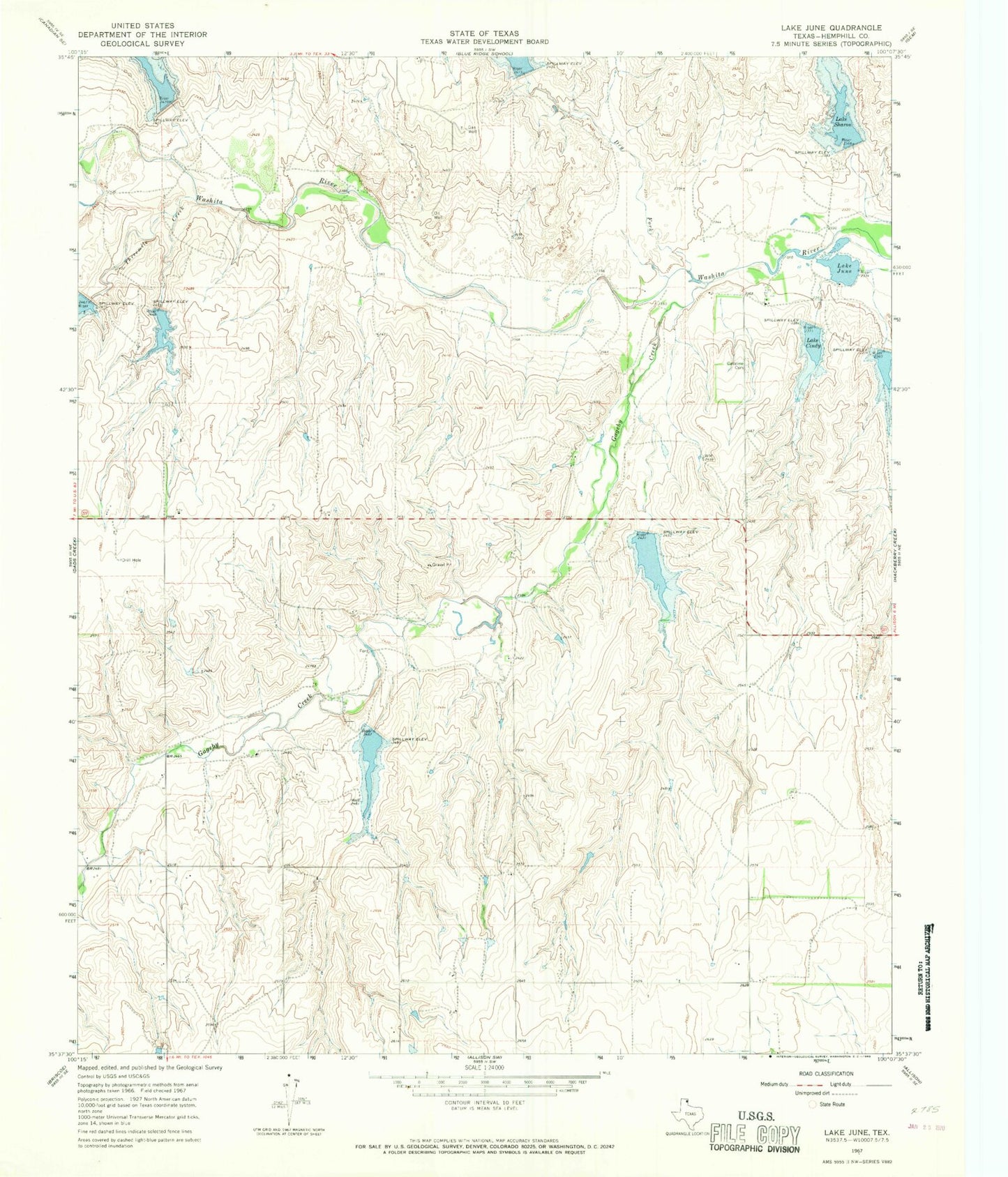 Classic USGS Lake June Texas 7.5'x7.5' Topo Map Image