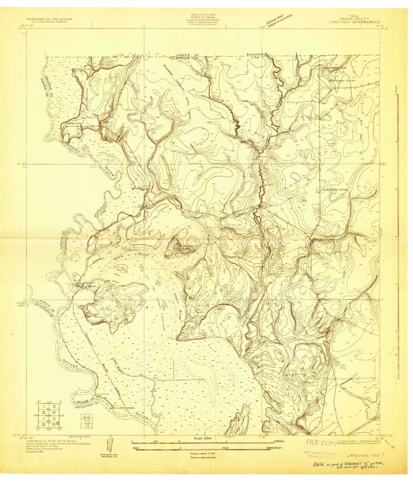 Classic USGS Pine Forest Texas 7.5'x7.5' Topo Map Image
