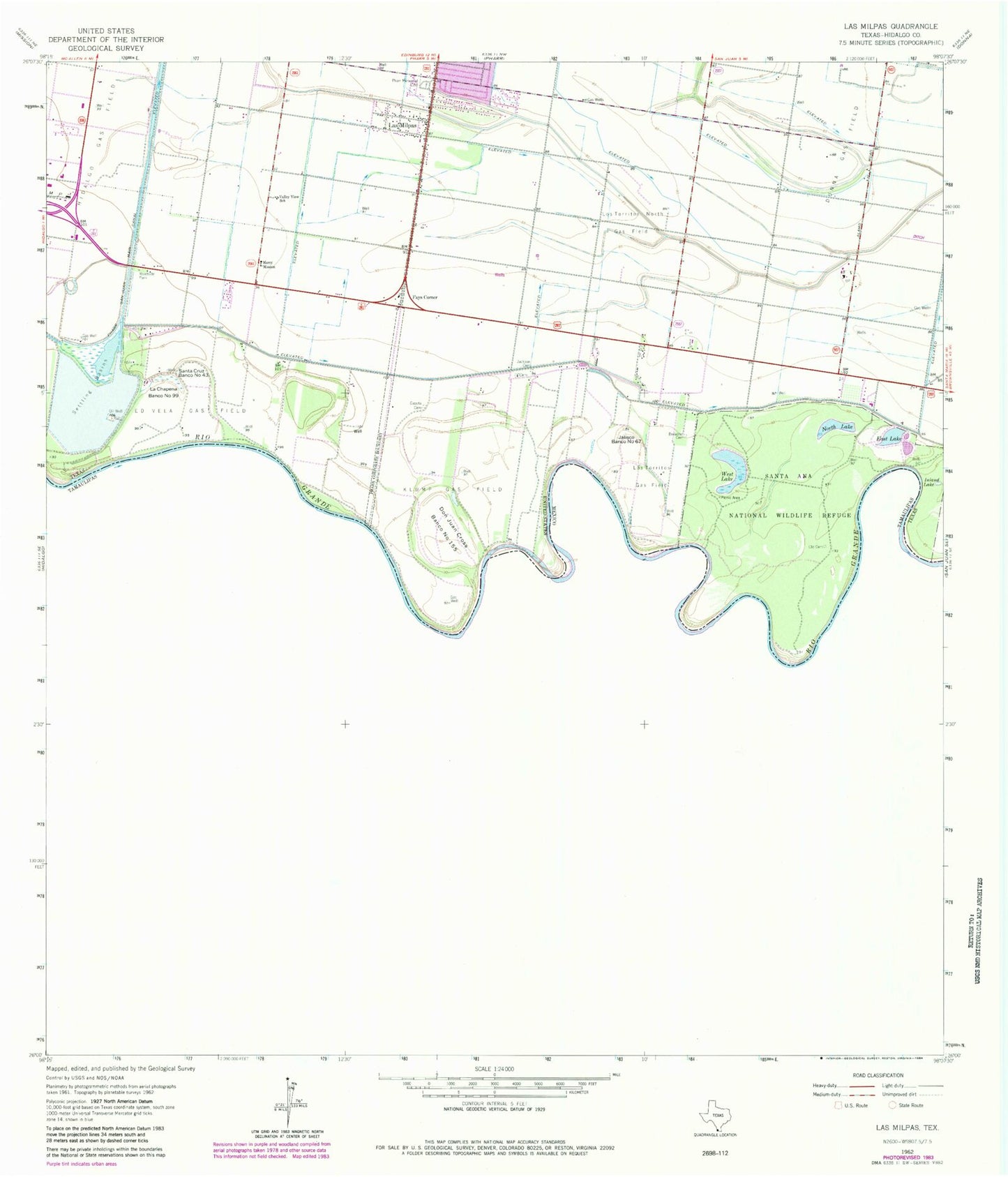 Classic USGS Las Milpas Texas 7.5'x7.5' Topo Map Image