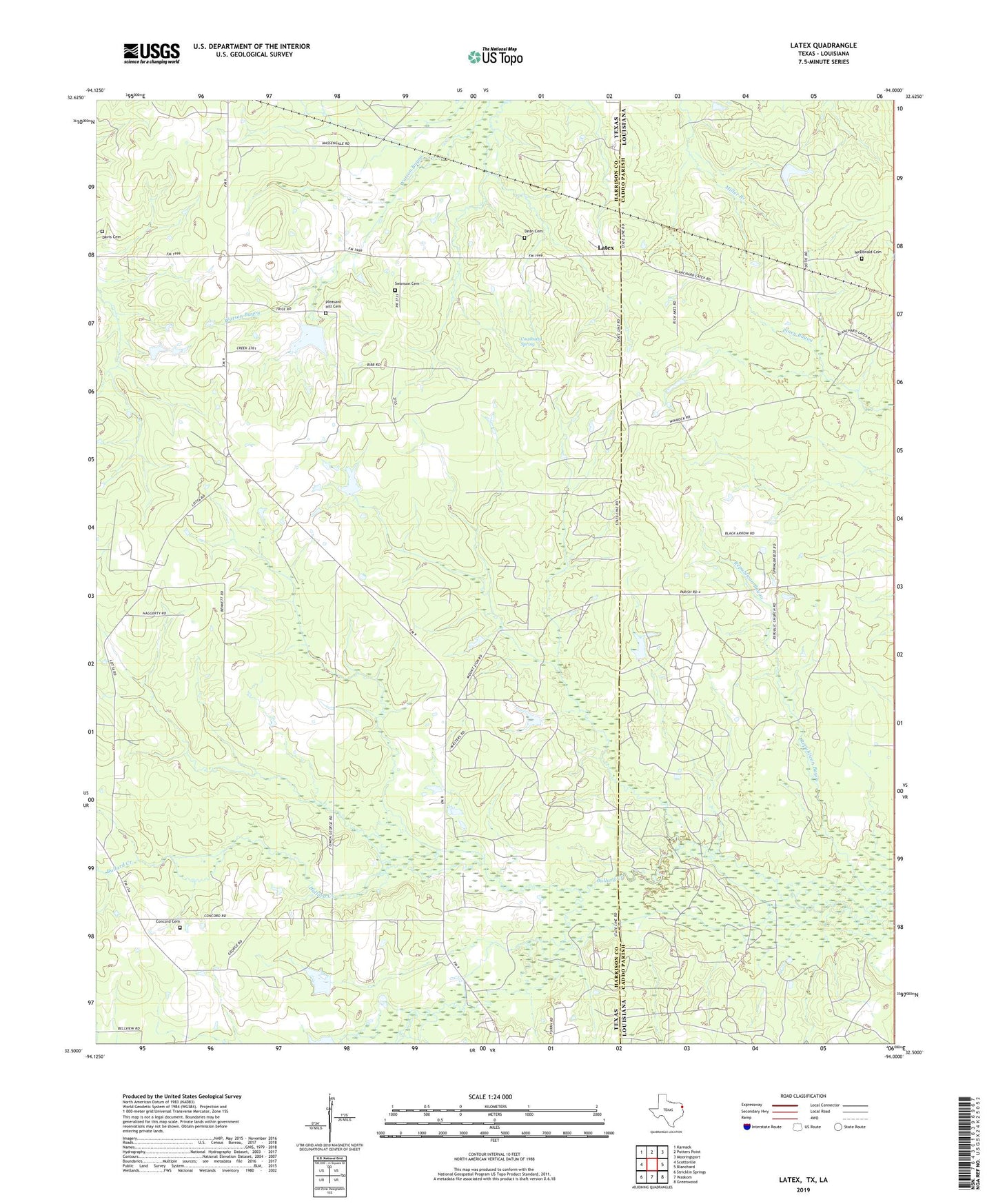 Latex Texas US Topo Map Image