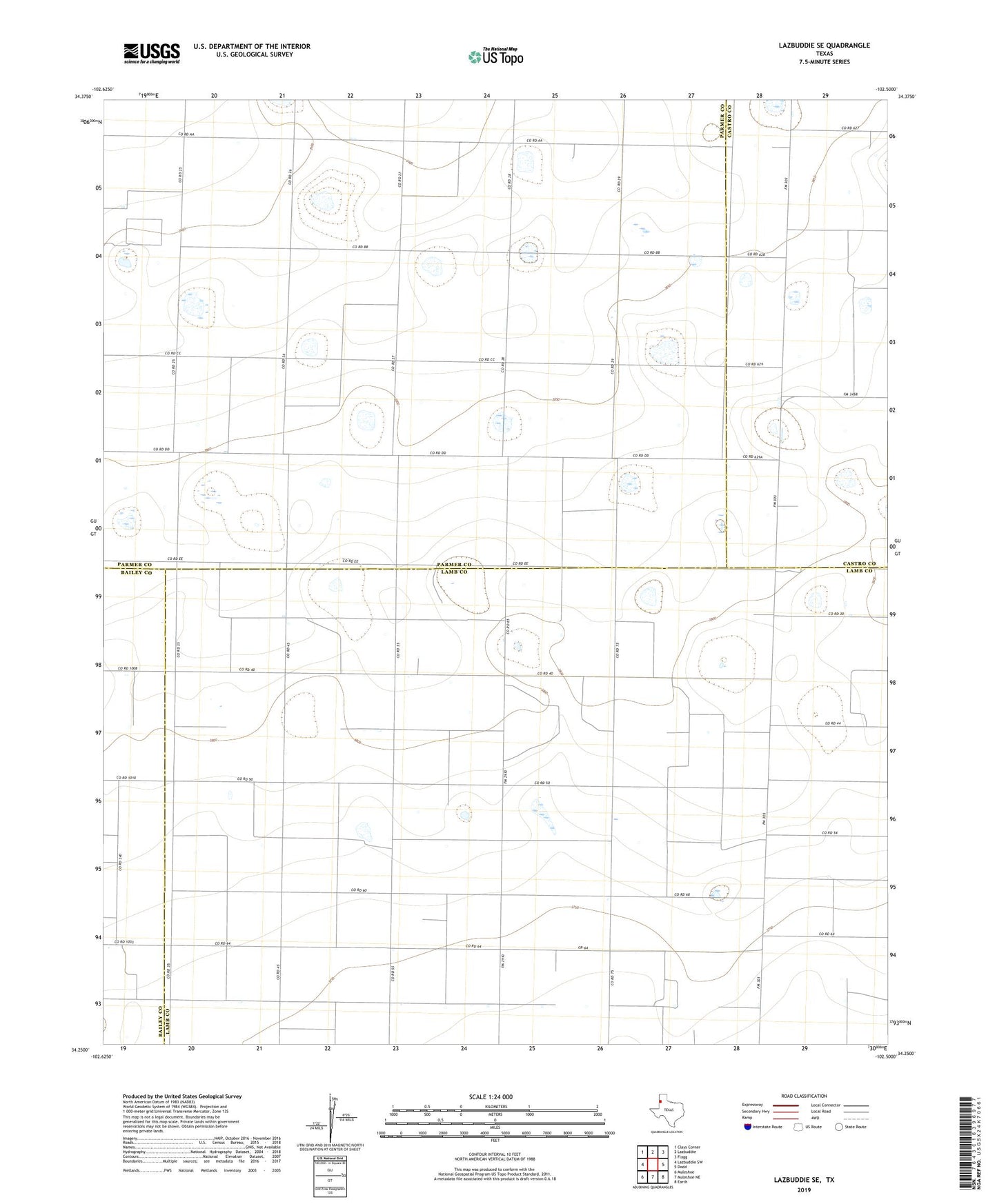 Lazbuddie SE Texas US Topo Map Image