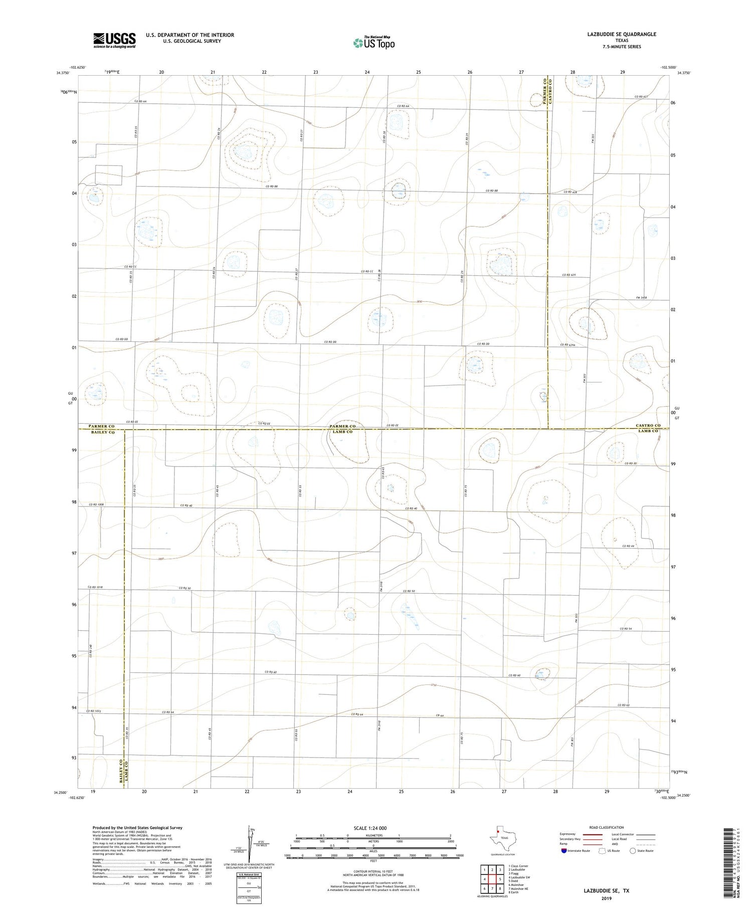 Lazbuddie SE Texas US Topo Map Image