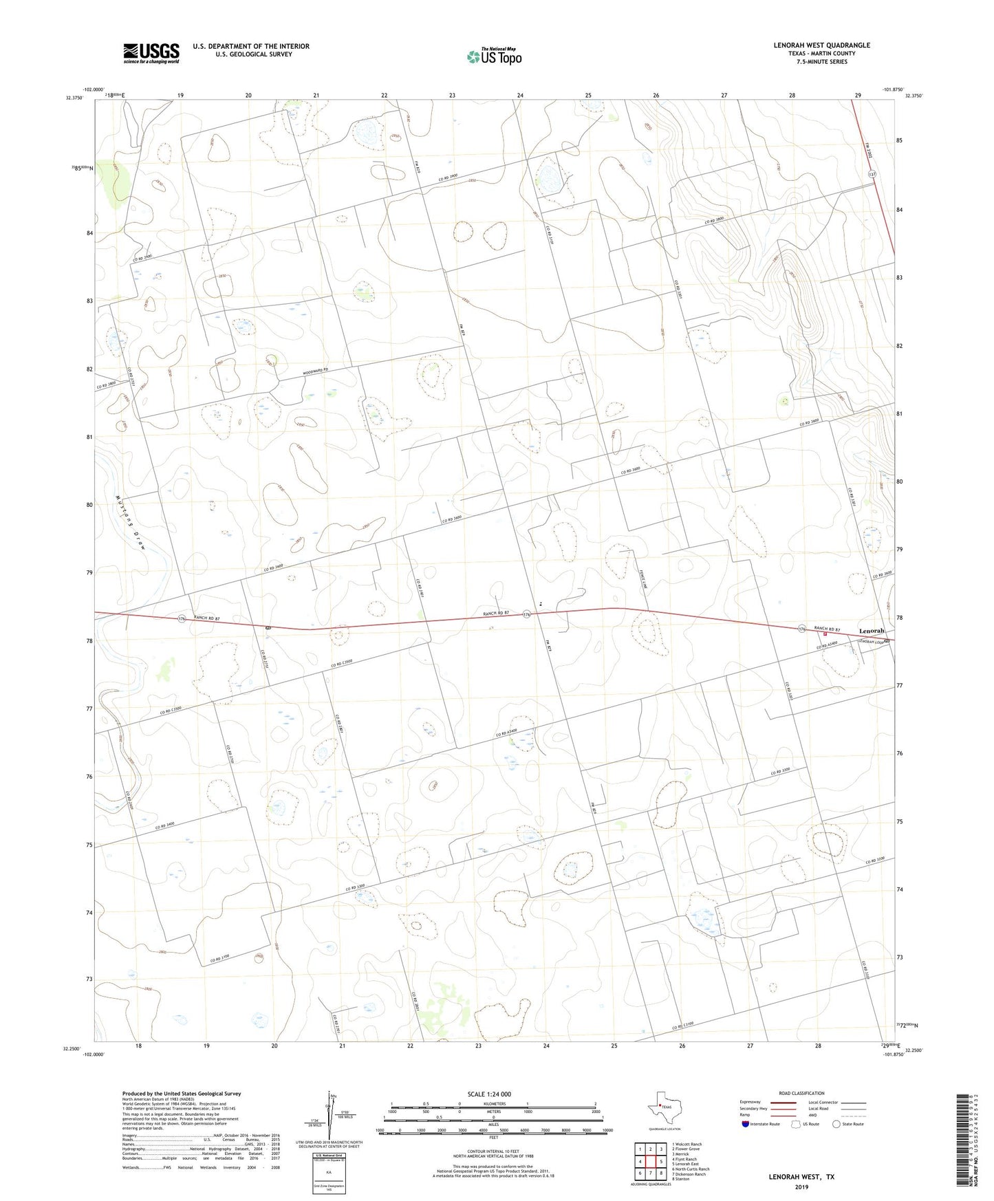 Lenorah West Texas US Topo Map Image