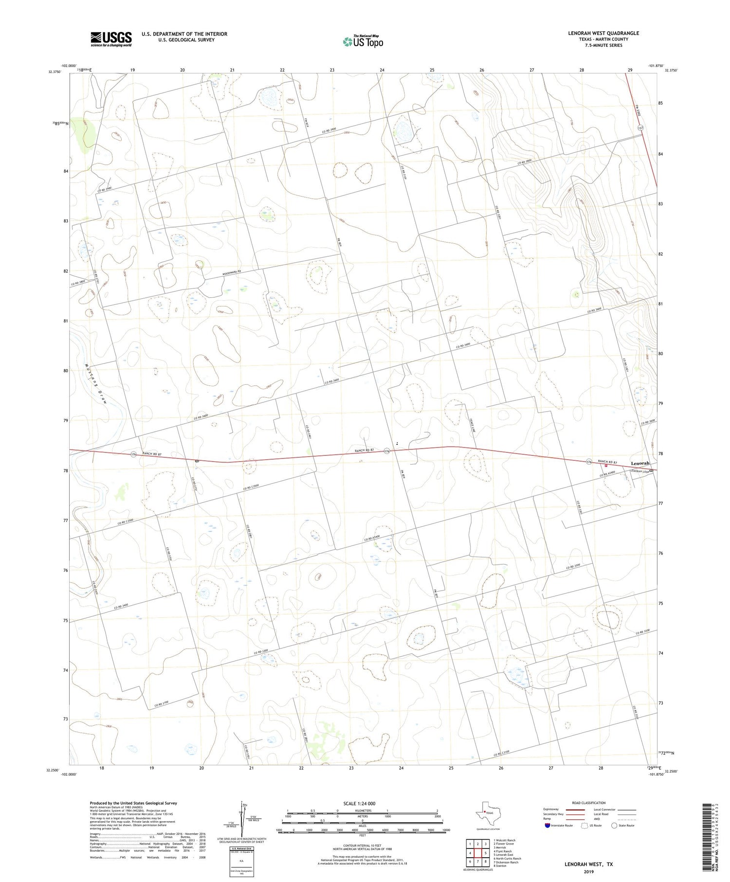 Lenorah West Texas US Topo Map Image