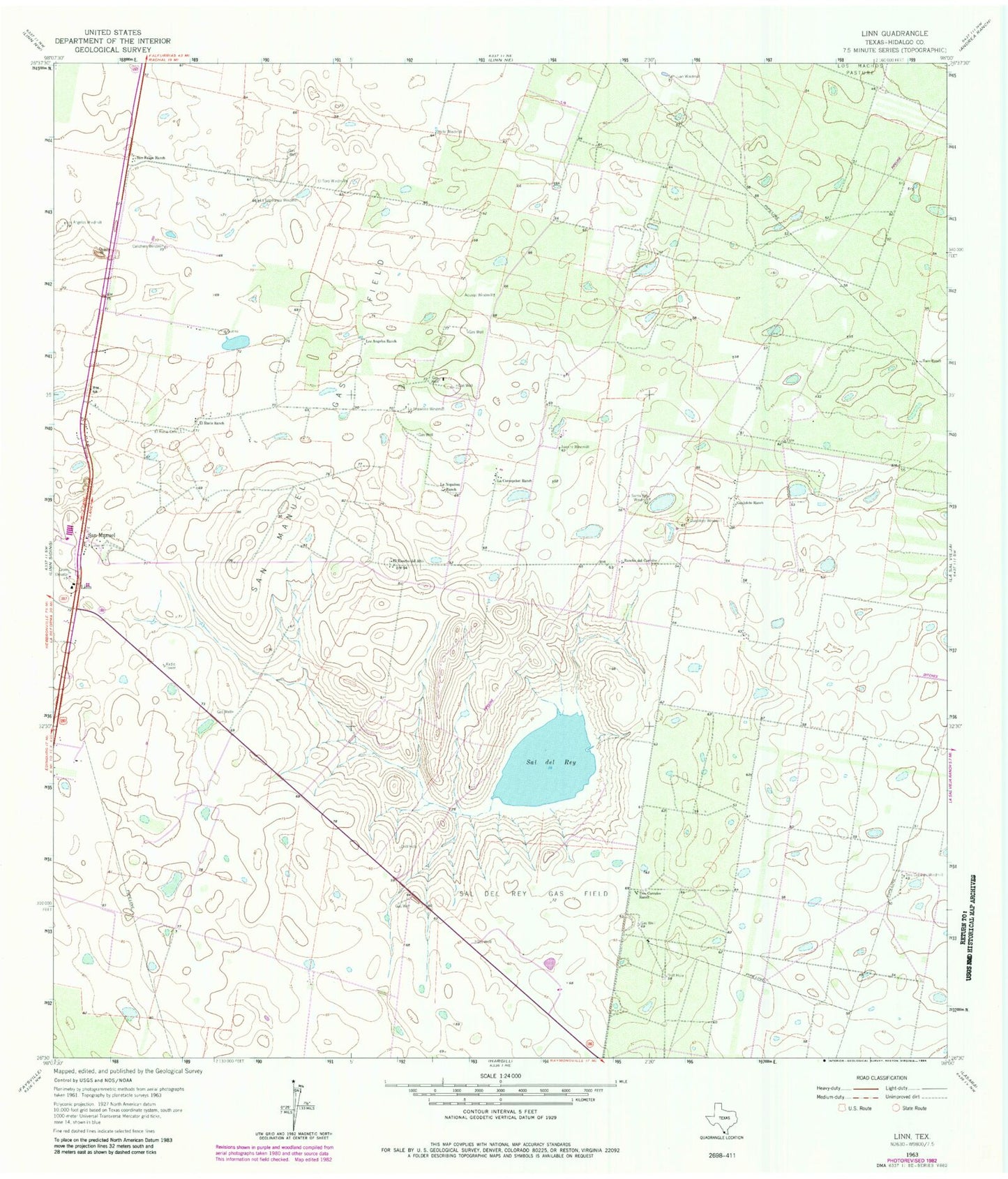 Classic USGS Linn Texas 7.5'x7.5' Topo Map Image