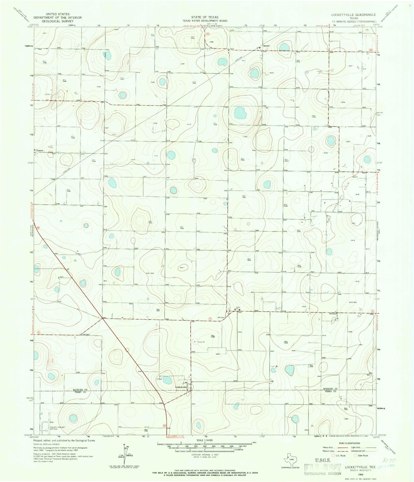 Classic USGS Lockettville Texas 7.5'x7.5' Topo Map Image
