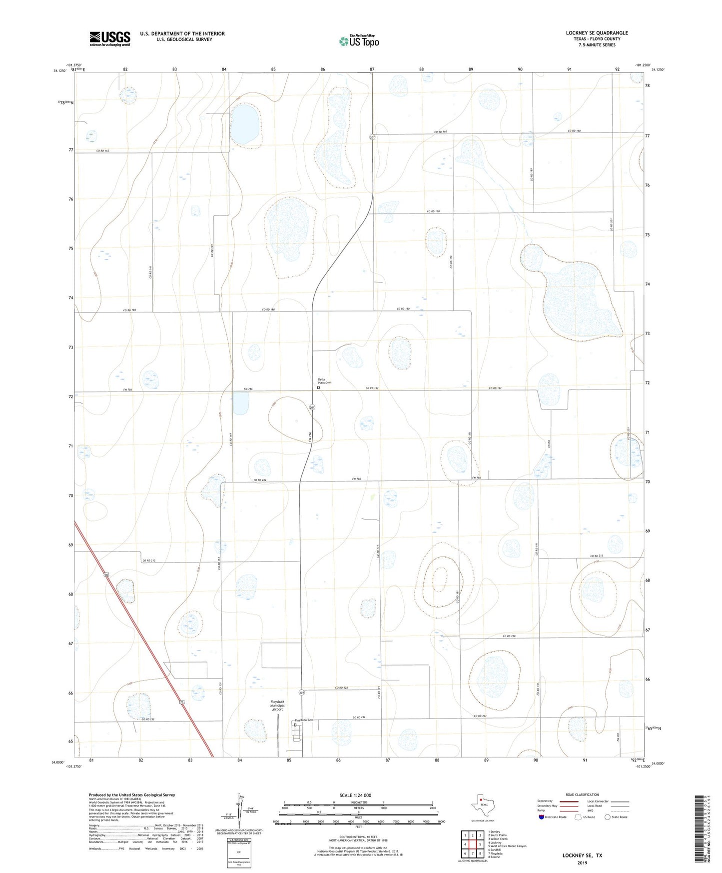 Lockney SE Texas US Topo Map Image