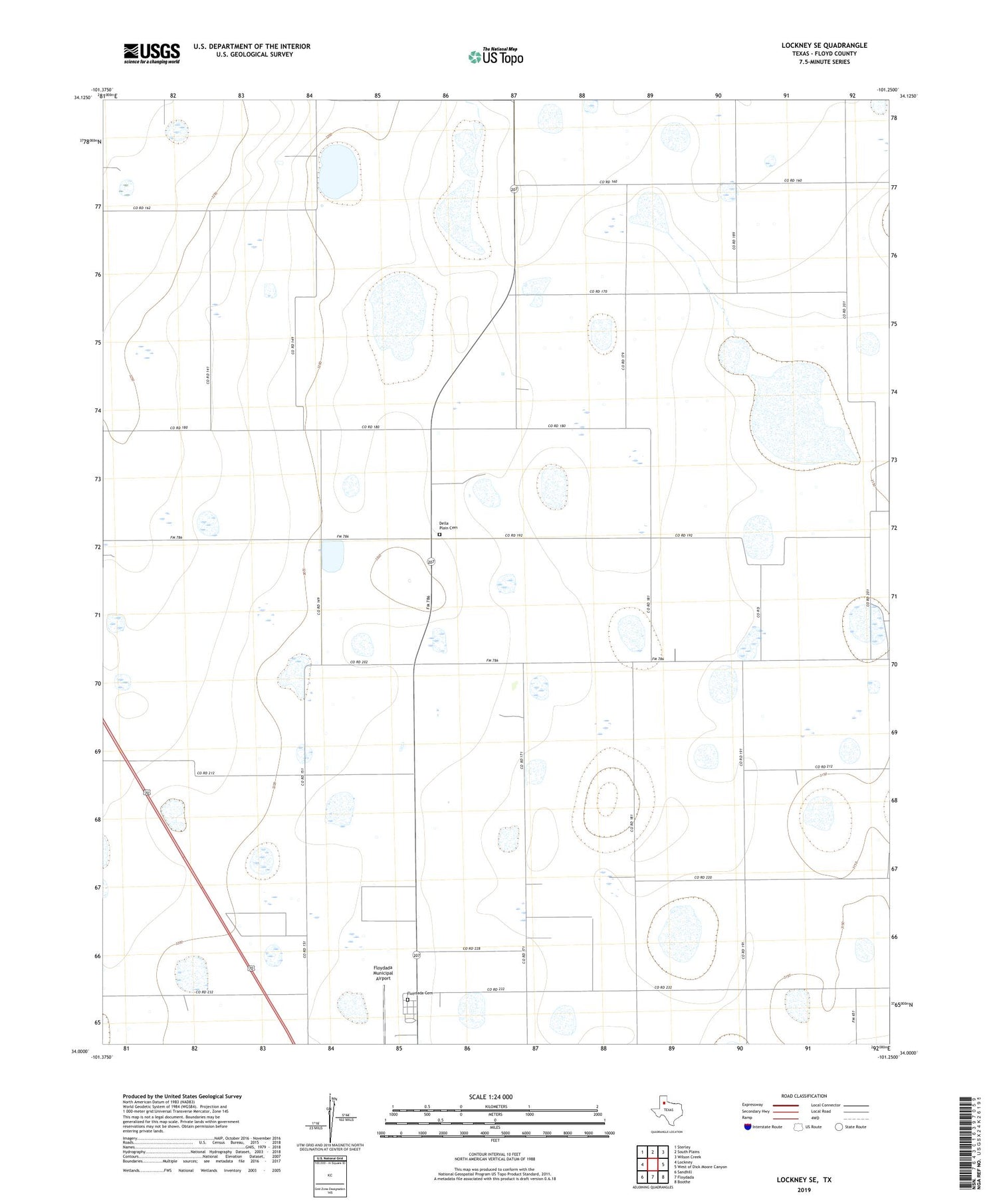 Lockney SE Texas US Topo Map Image