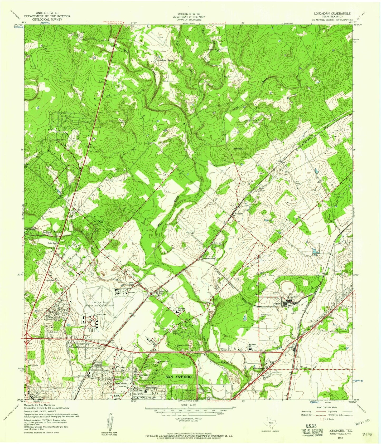 Classic USGS Longhorn Texas 7.5'x7.5' Topo Map Image