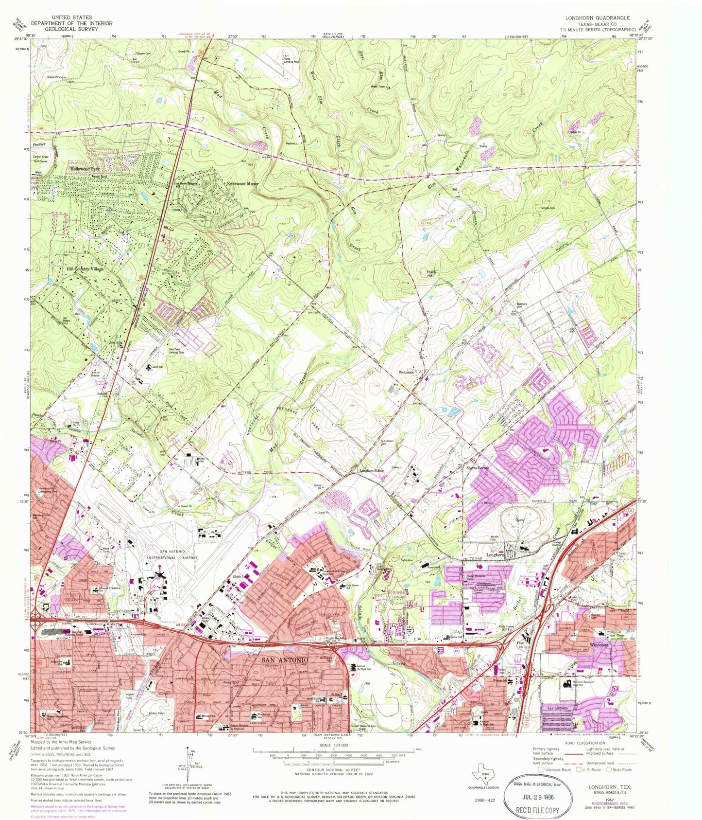 Classic USGS Longhorn Texas 7.5'x7.5' Topo Map Image