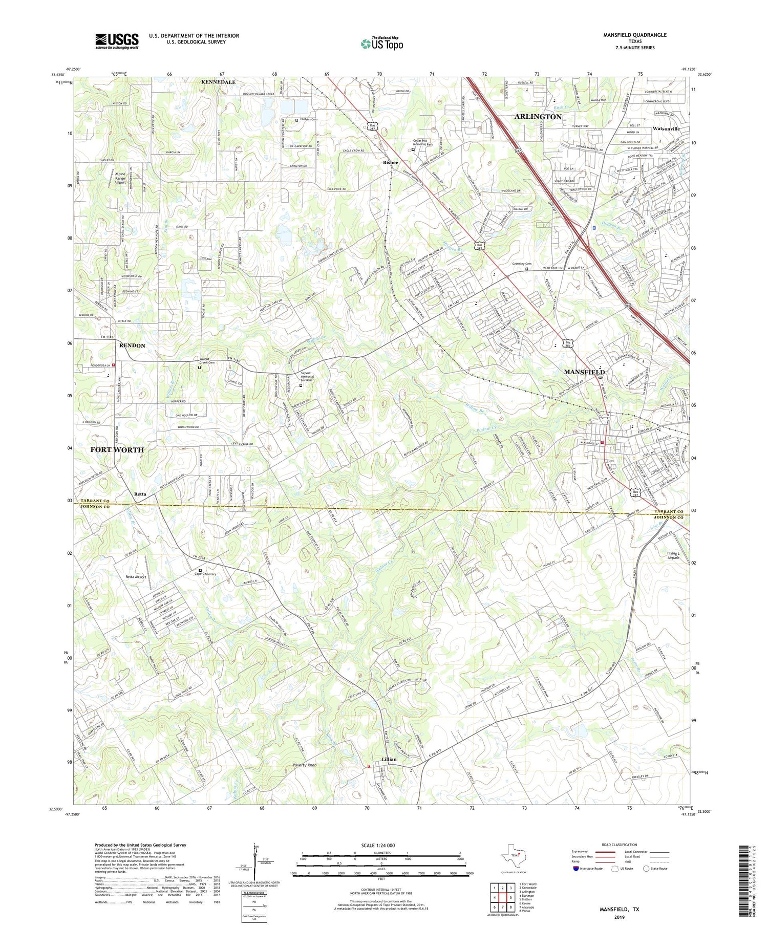 Mansfield Texas US Topo Map Image