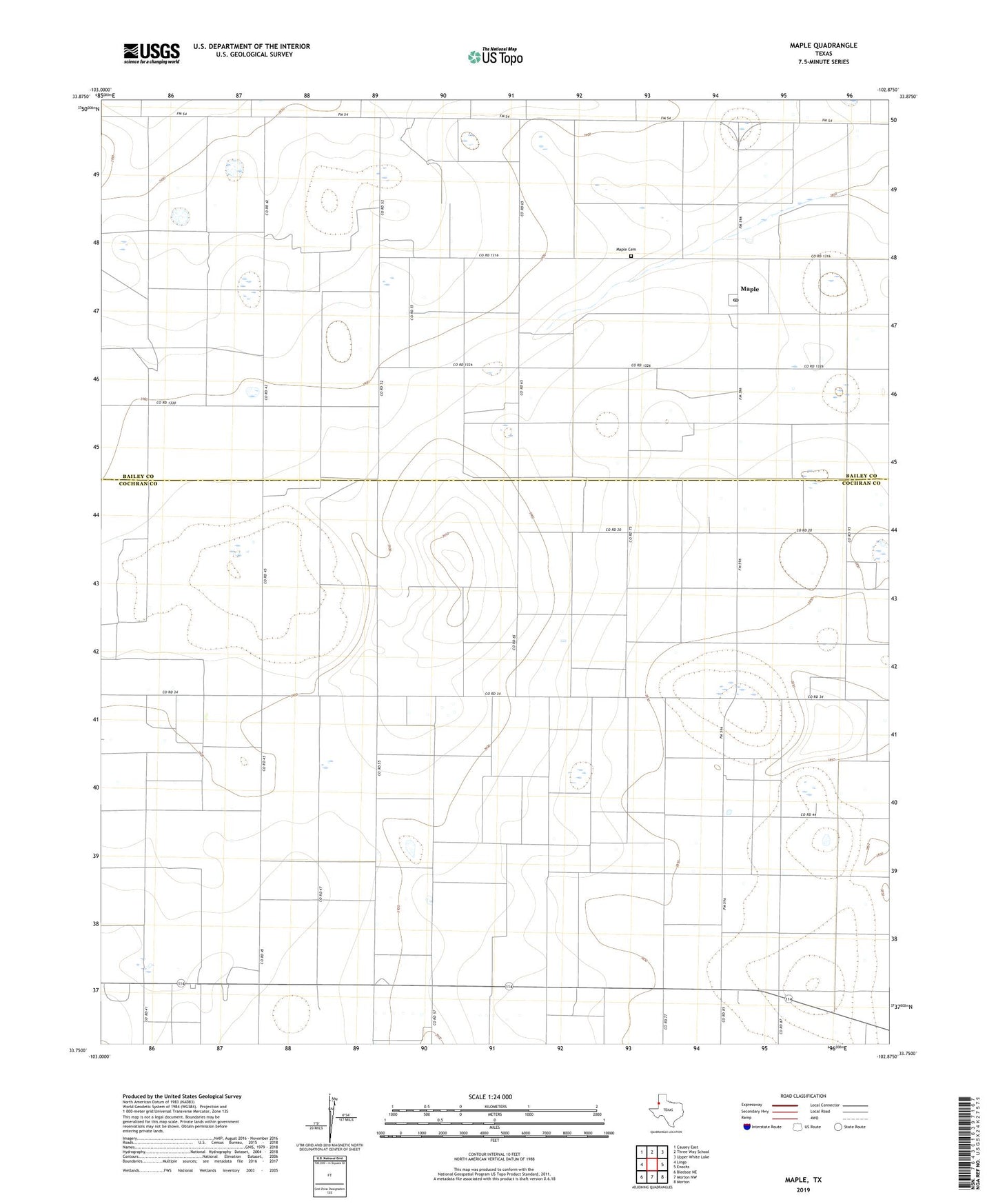 Maple Texas US Topo Map Image