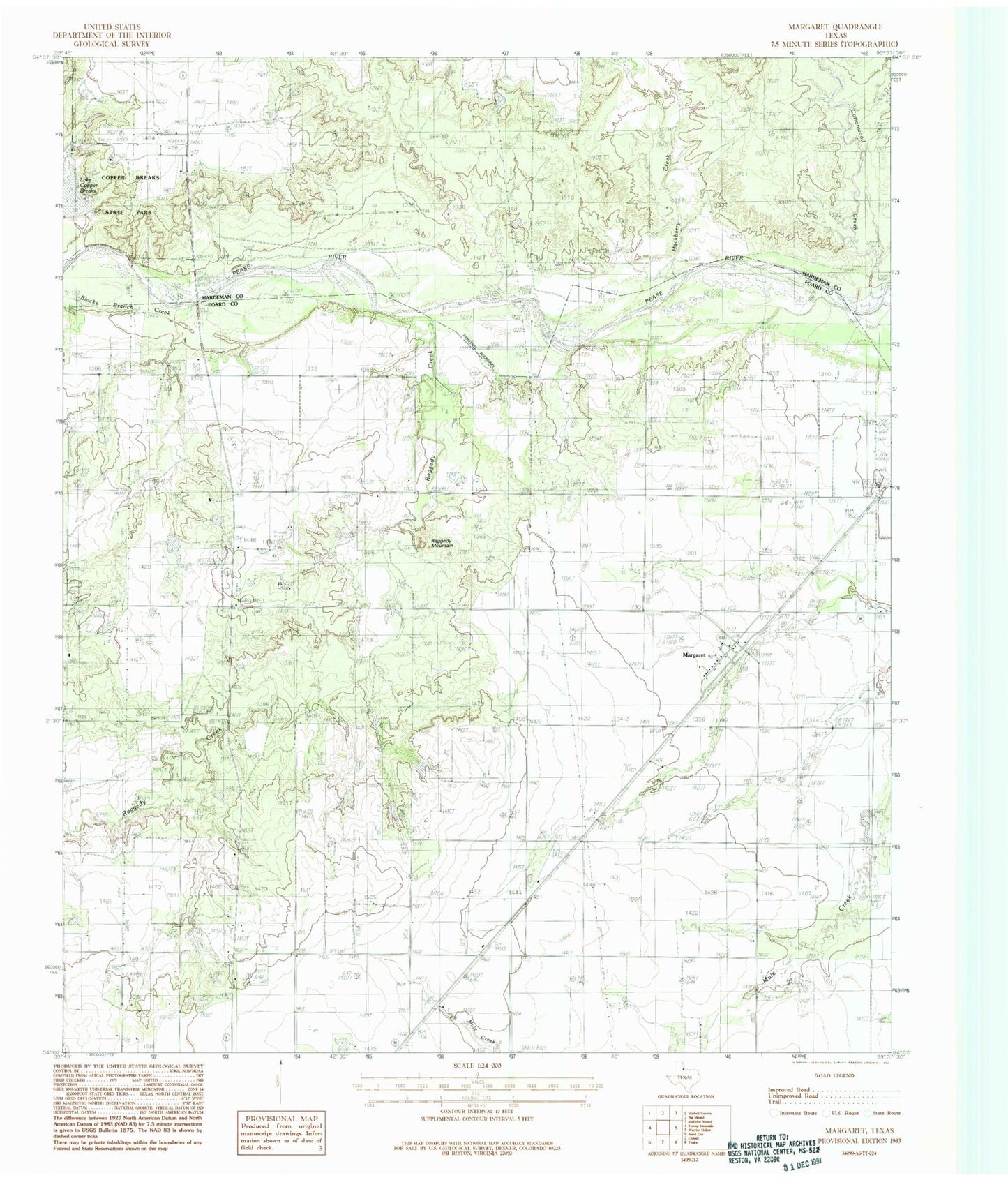 Classic USGS Margaret Texas 7.5'x7.5' Topo Map Image