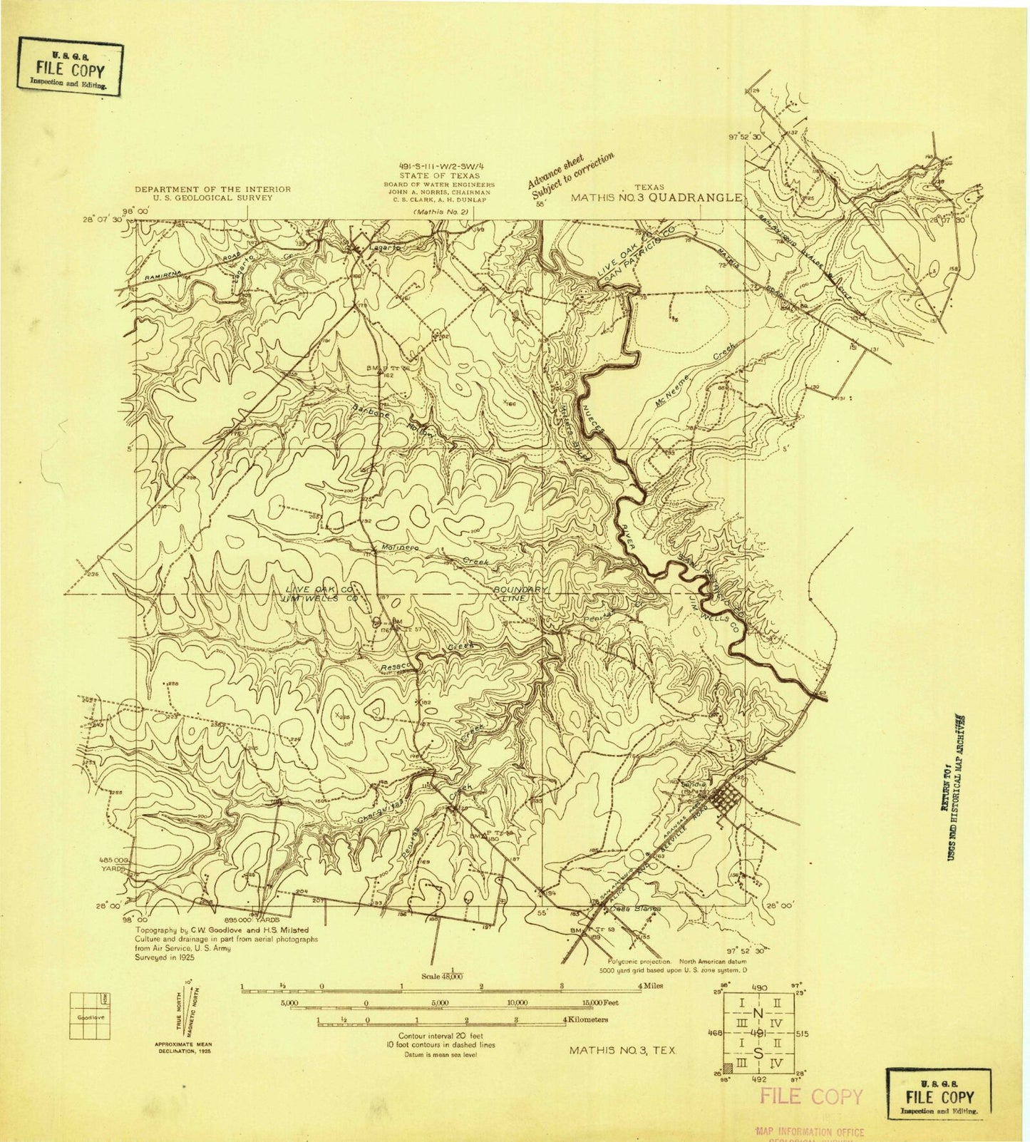 Classic USGS Sandia Texas 7.5'x7.5' Topo Map Image