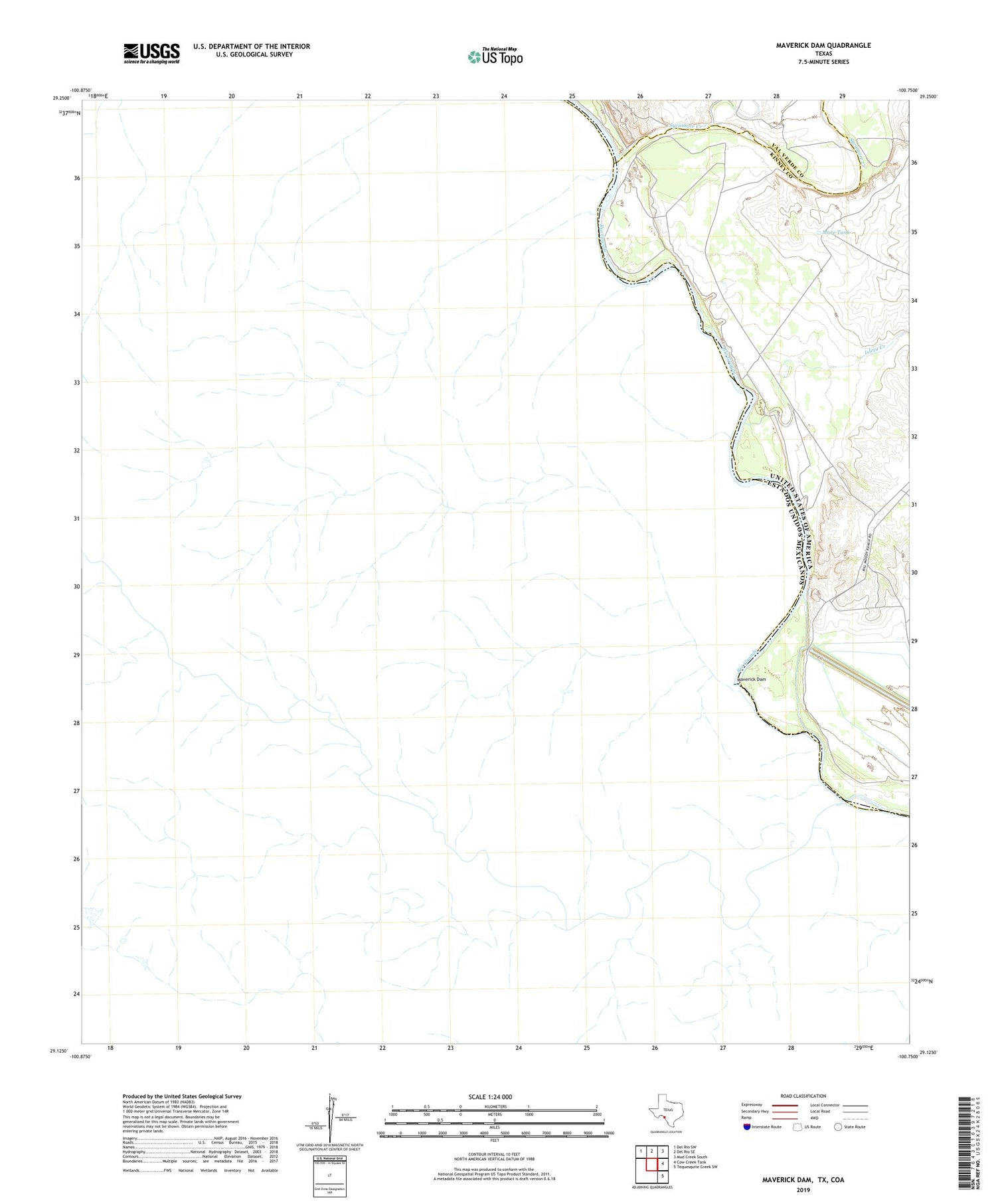 Maverick Dam Texas US Topo Map Image