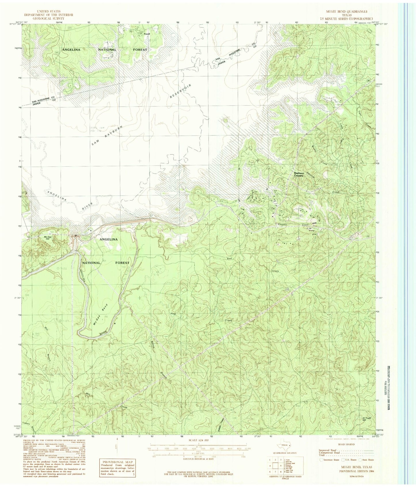 Classic USGS McGee Bend Texas 7.5'x7.5' Topo Map Image