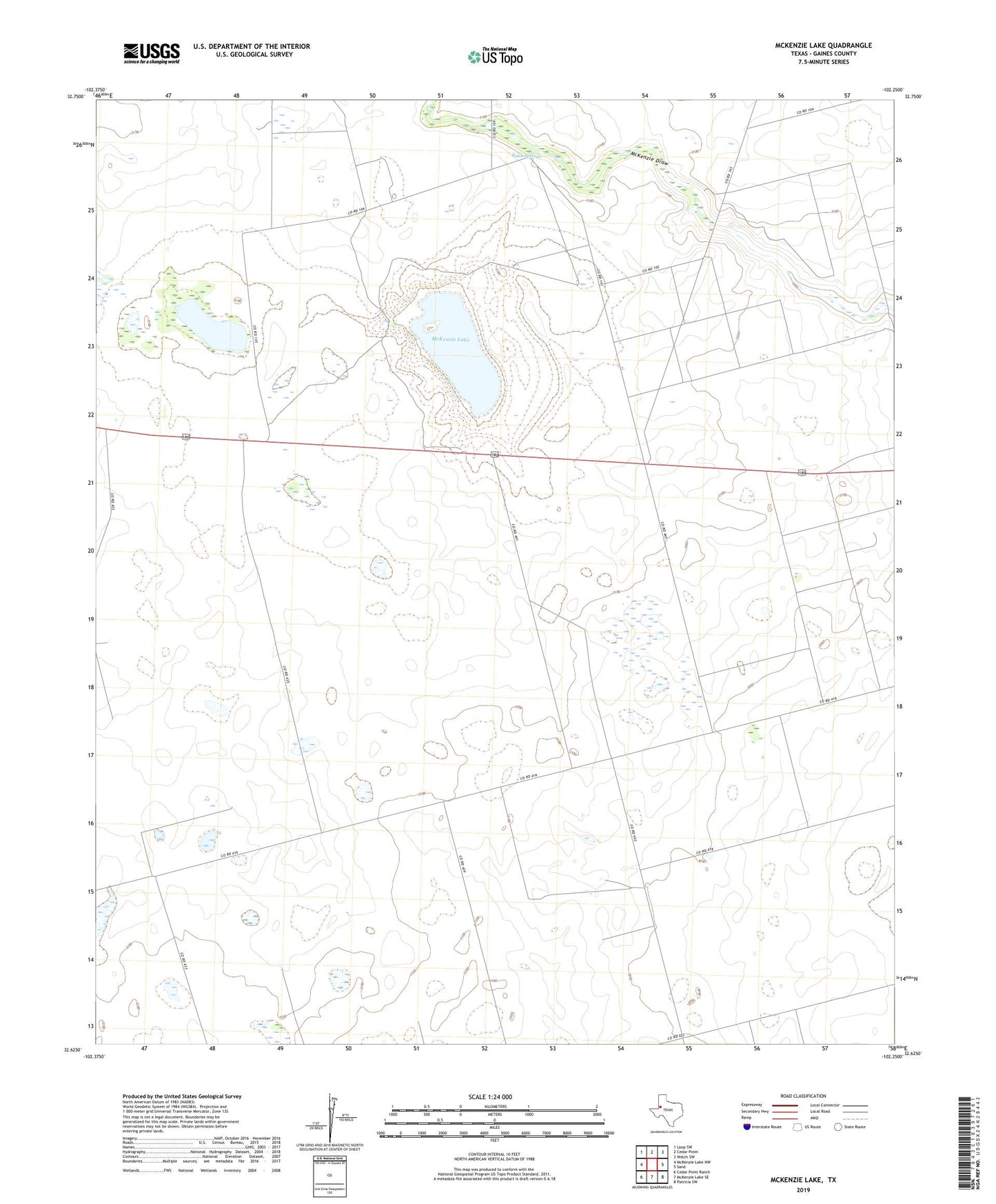 McKenzie Lake Texas US Topo Map Image