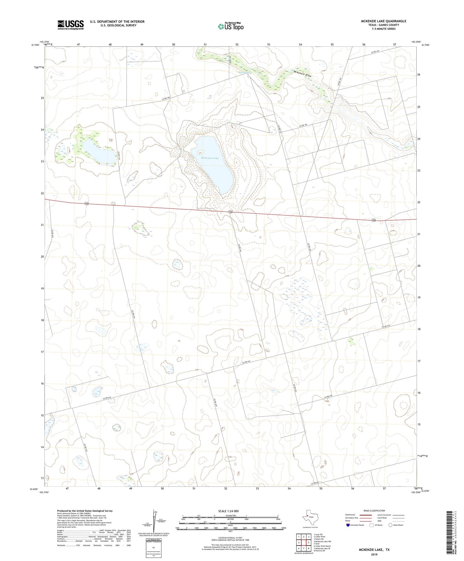 McKenzie Lake Texas US Topo Map Image