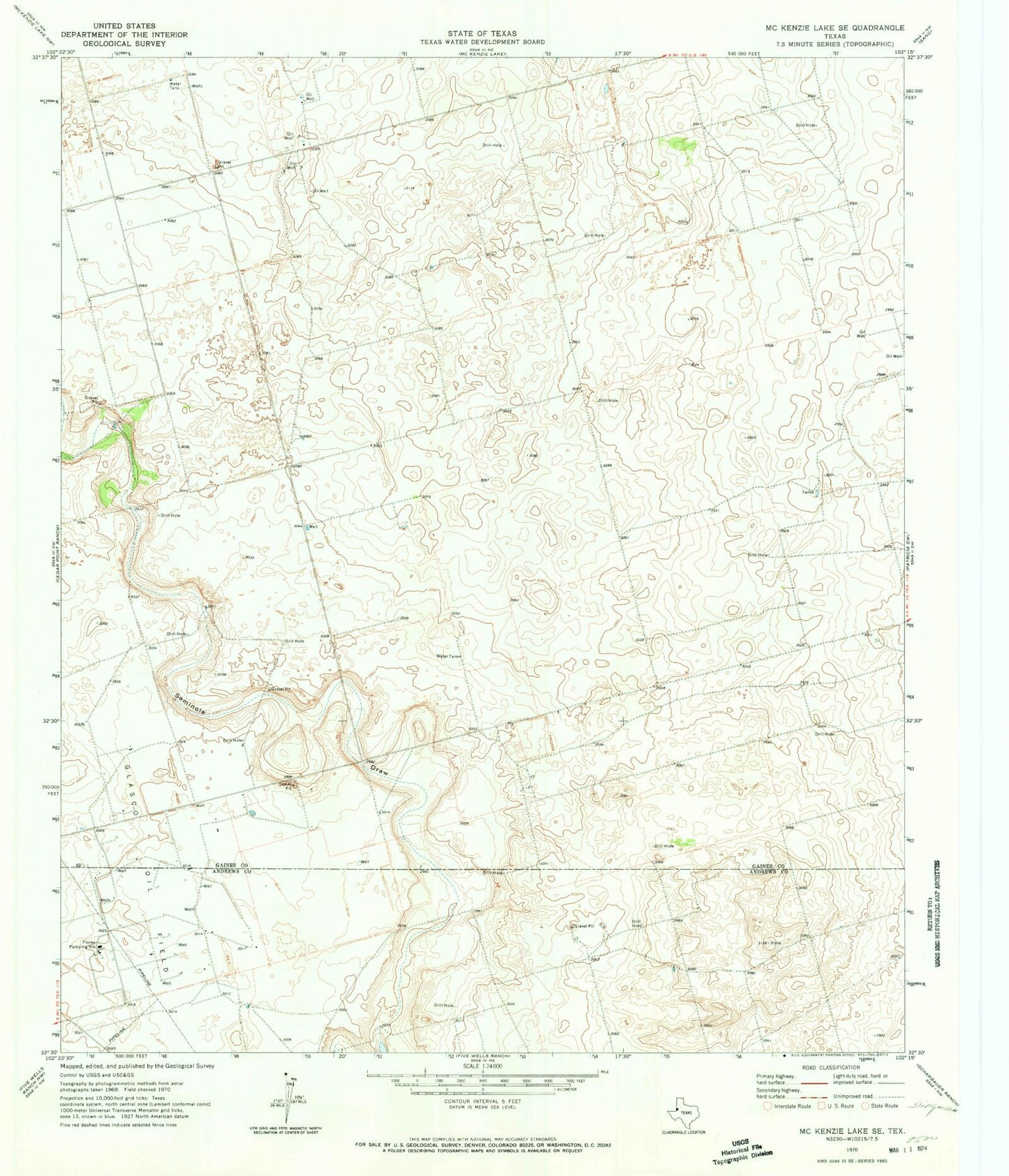 Classic USGS McKenzie Lake SE Texas 7.5'x7.5' Topo Map Image