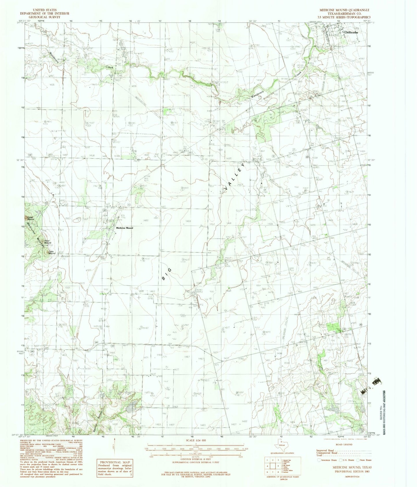 Classic USGS Medicine Mound Texas 7.5'x7.5' Topo Map Image
