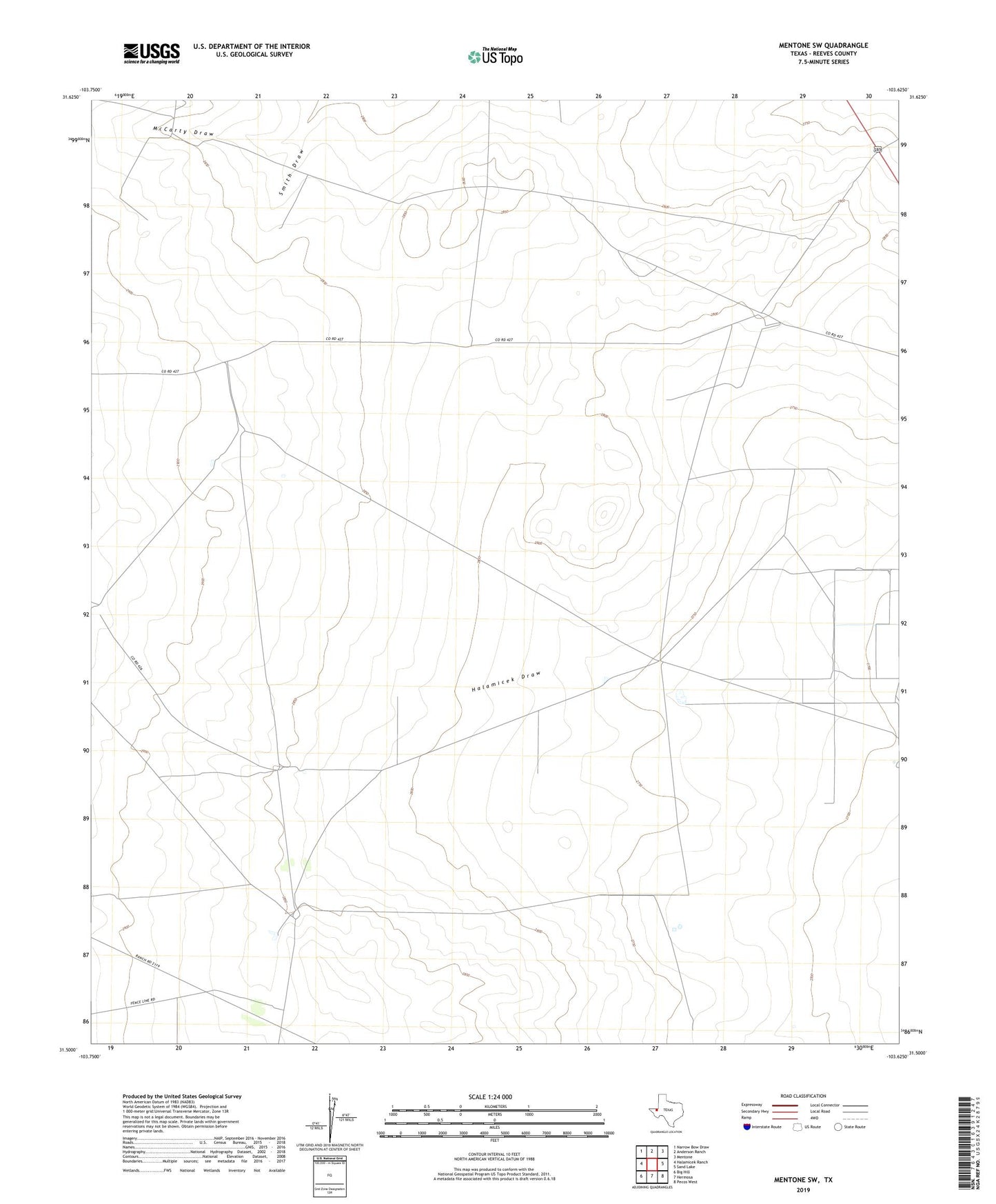 Mentone SW Texas US Topo Map Image