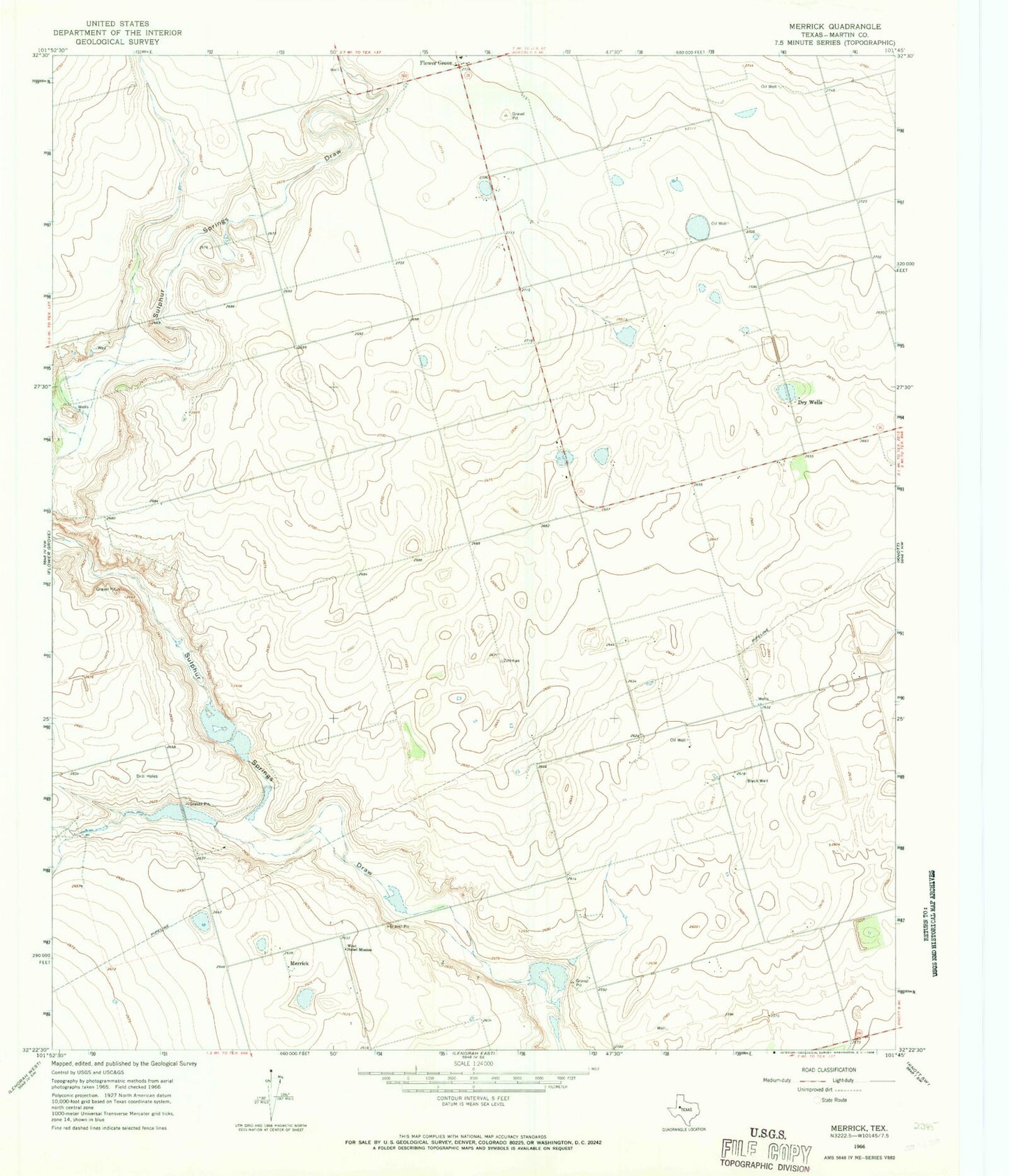 Classic USGS Merrick Texas 7.5'x7.5' Topo Map Image