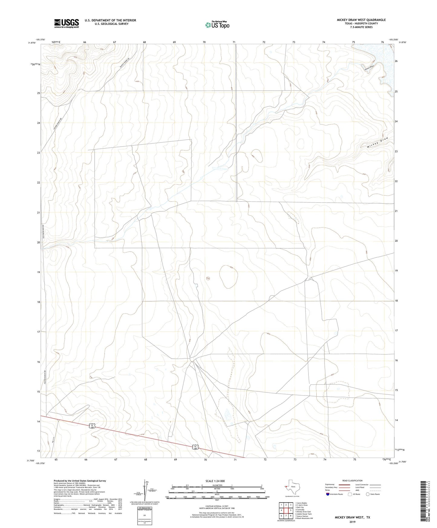 Mickey Draw West Texas US Topo Map Image