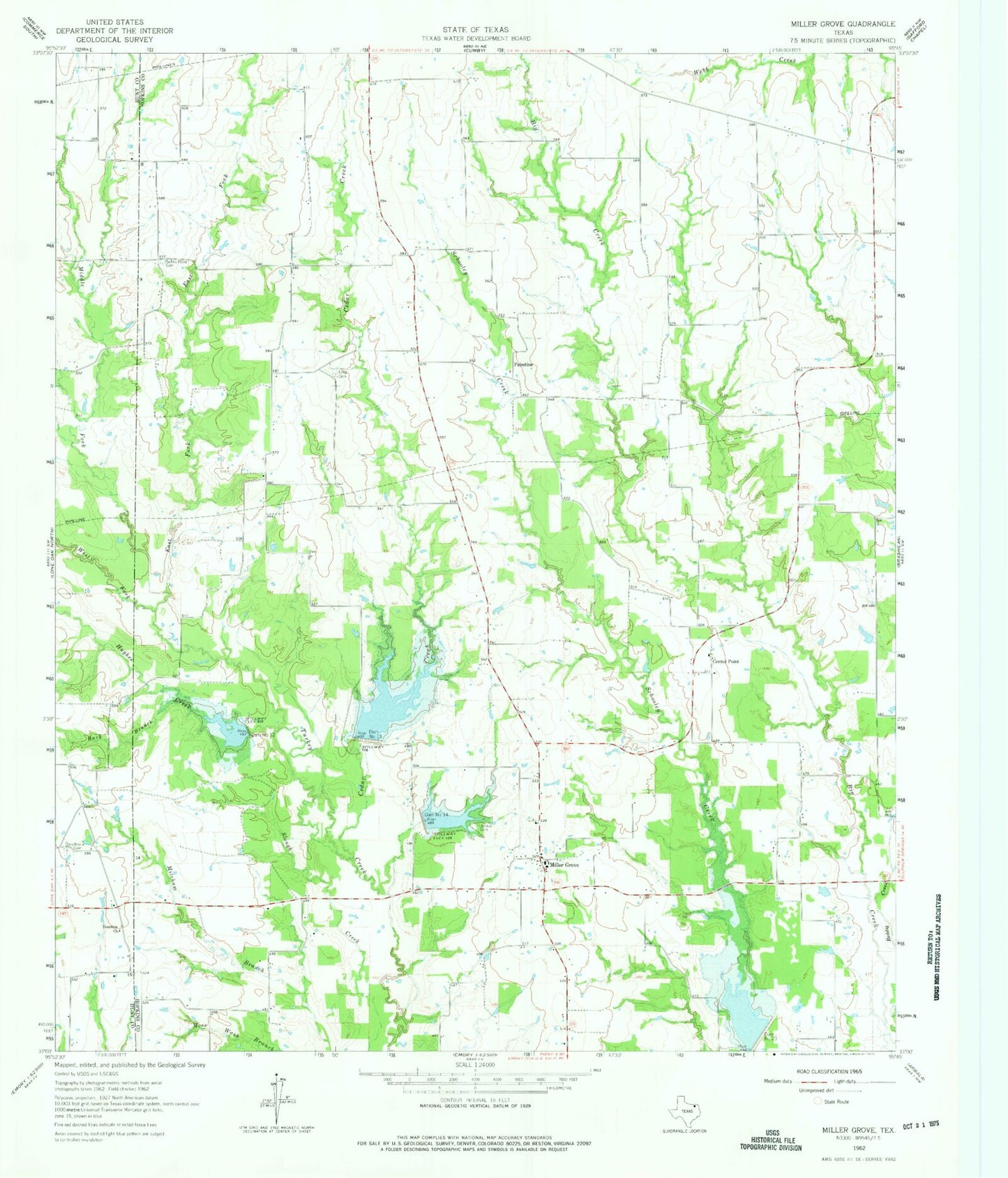Classic USGS Miller Grove Texas 7.5'x7.5' Topo Map Image