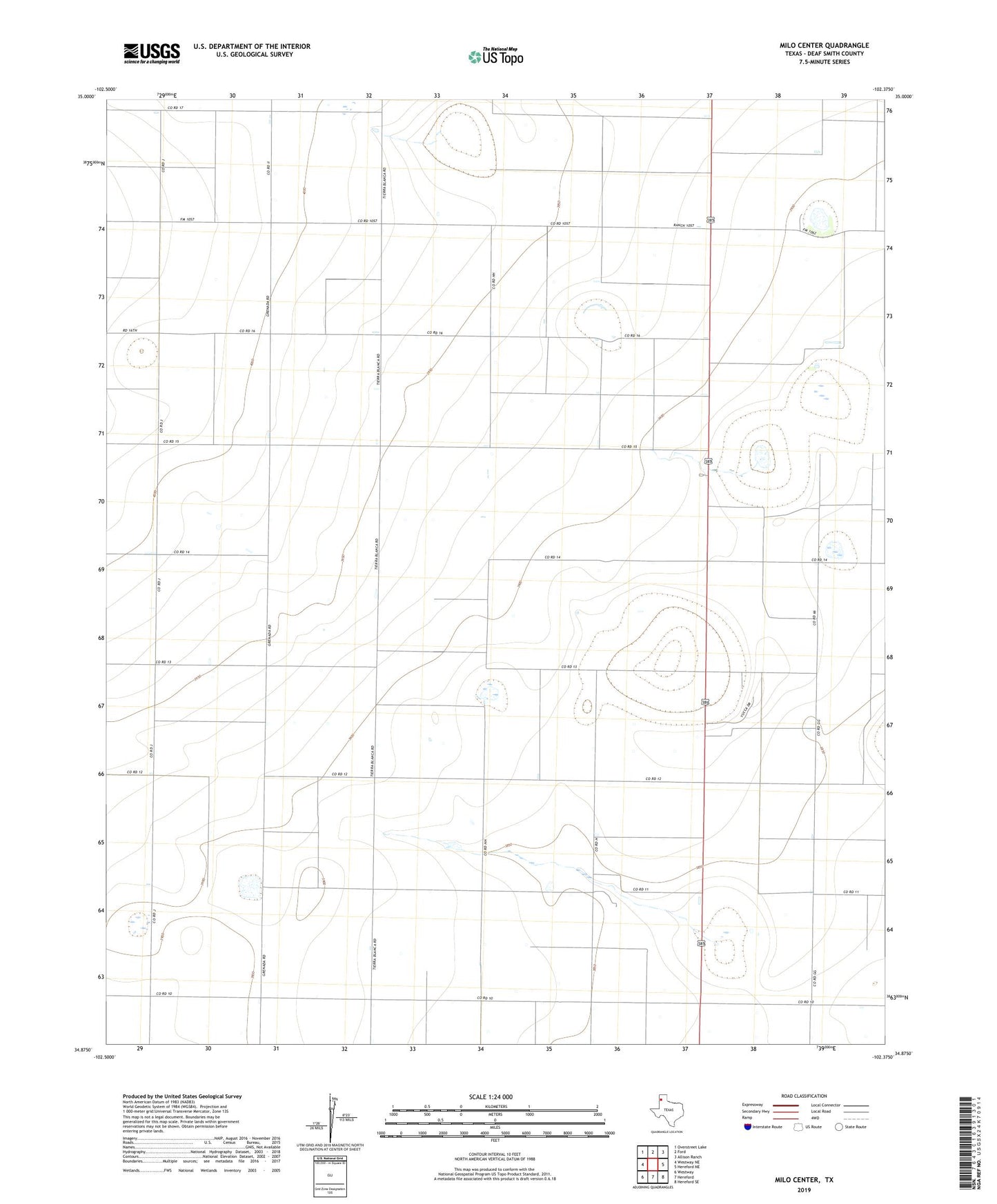 Milo Center Texas US Topo Map Image