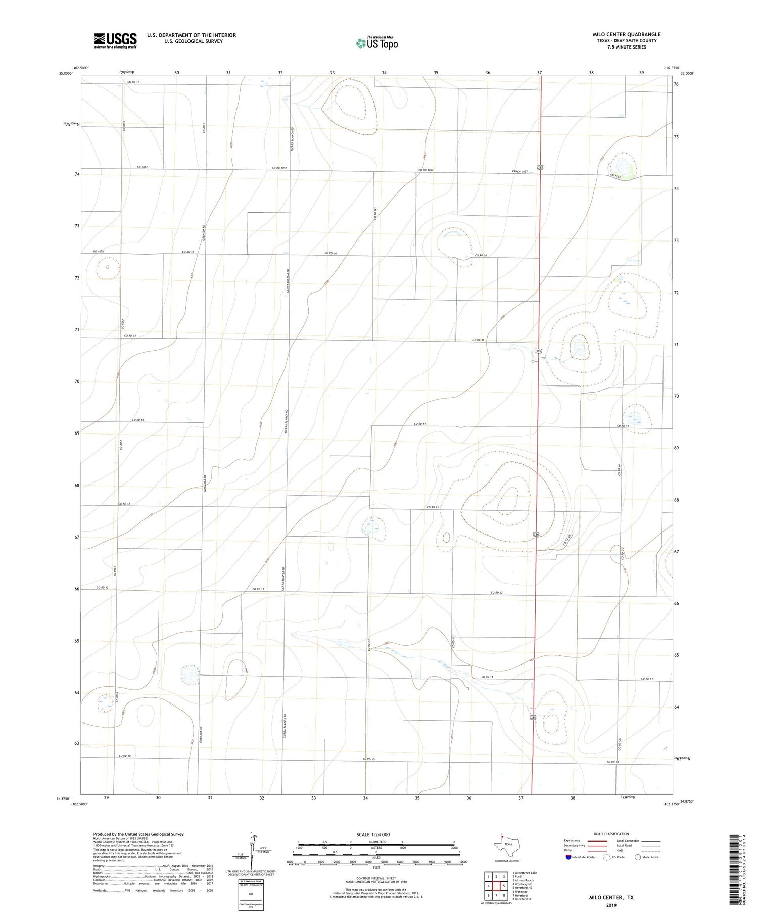Milo Center Texas US Topo Map Image