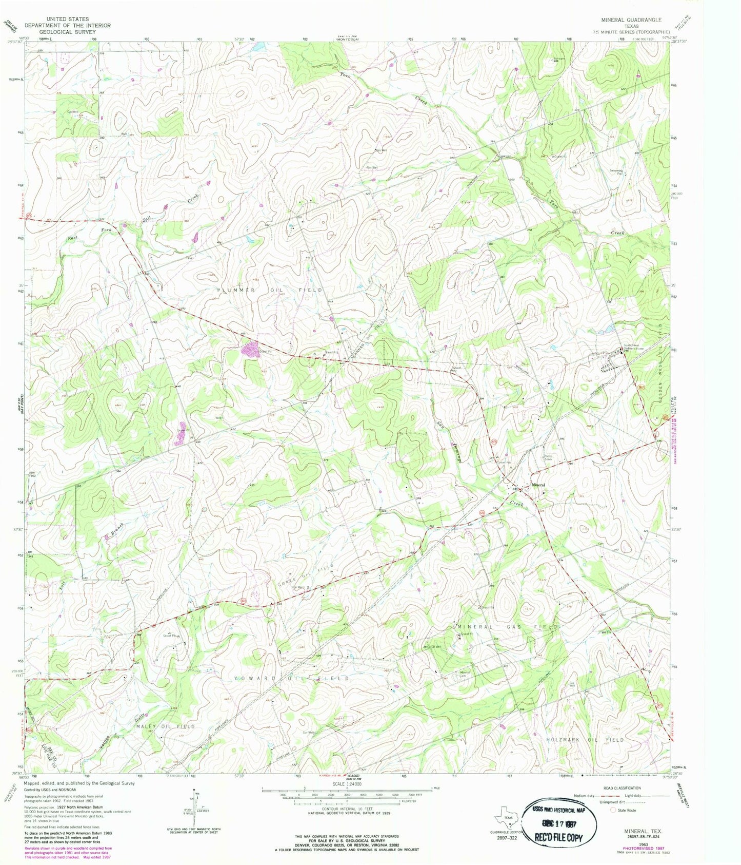 Classic USGS Mineral Texas 7.5'x7.5' Topo Map Image