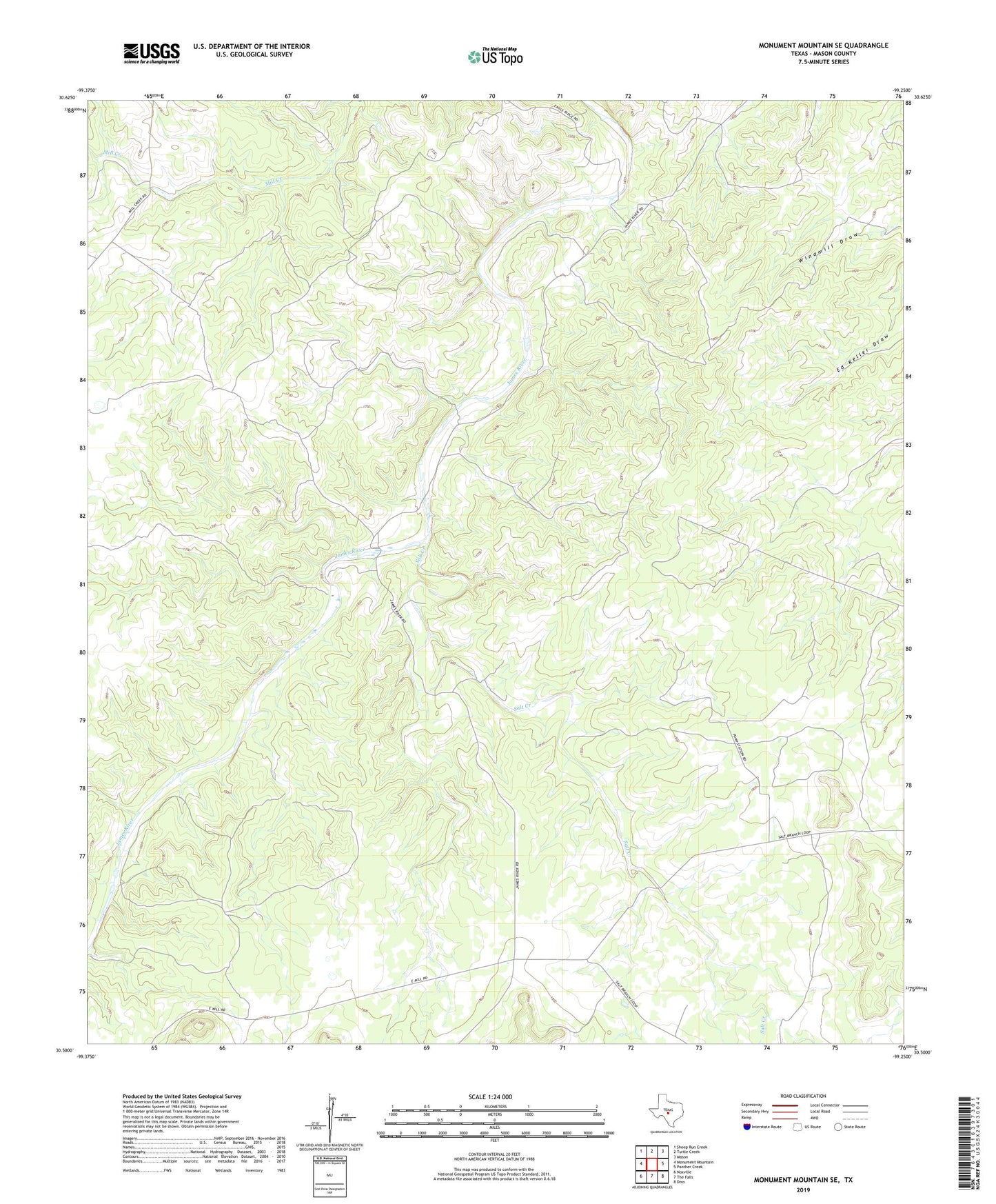 Monument Mountain SE Texas US Topo Map Image