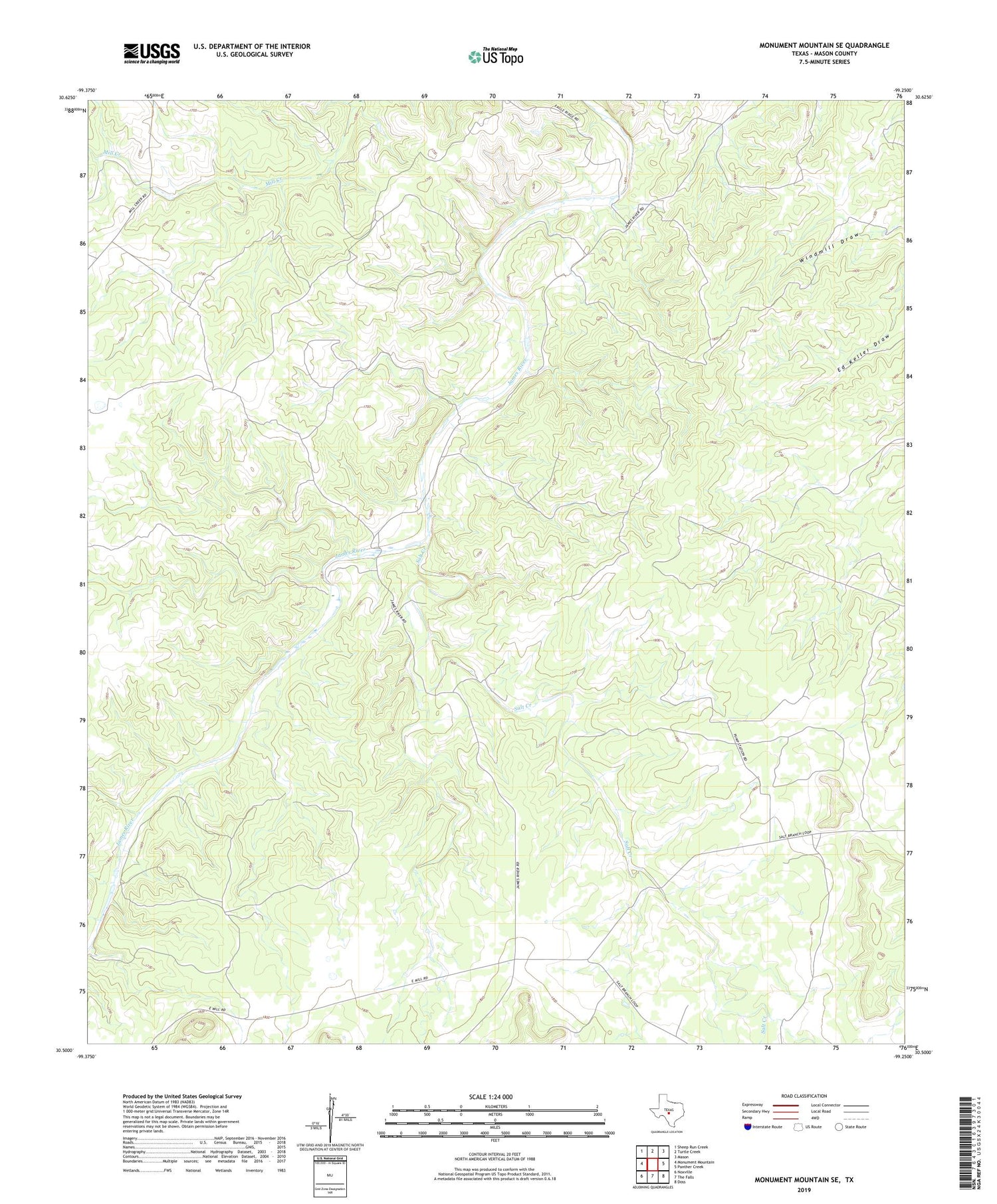 Monument Mountain SE Texas US Topo Map Image