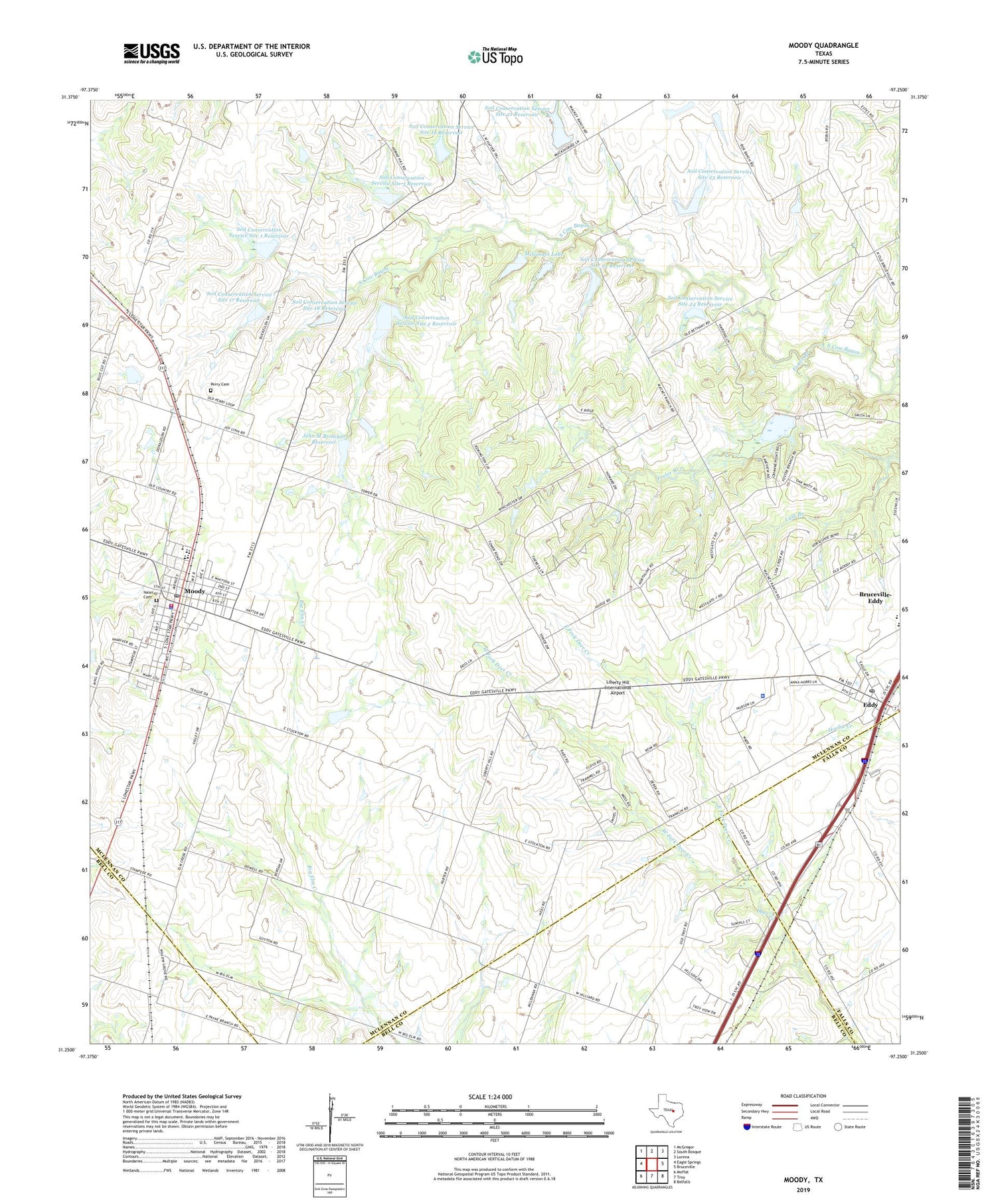 Moody Texas US Topo Map Image