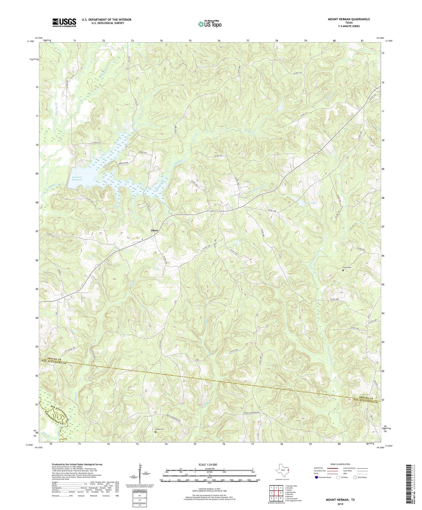 Mount Herman Texas US Topo Map Image