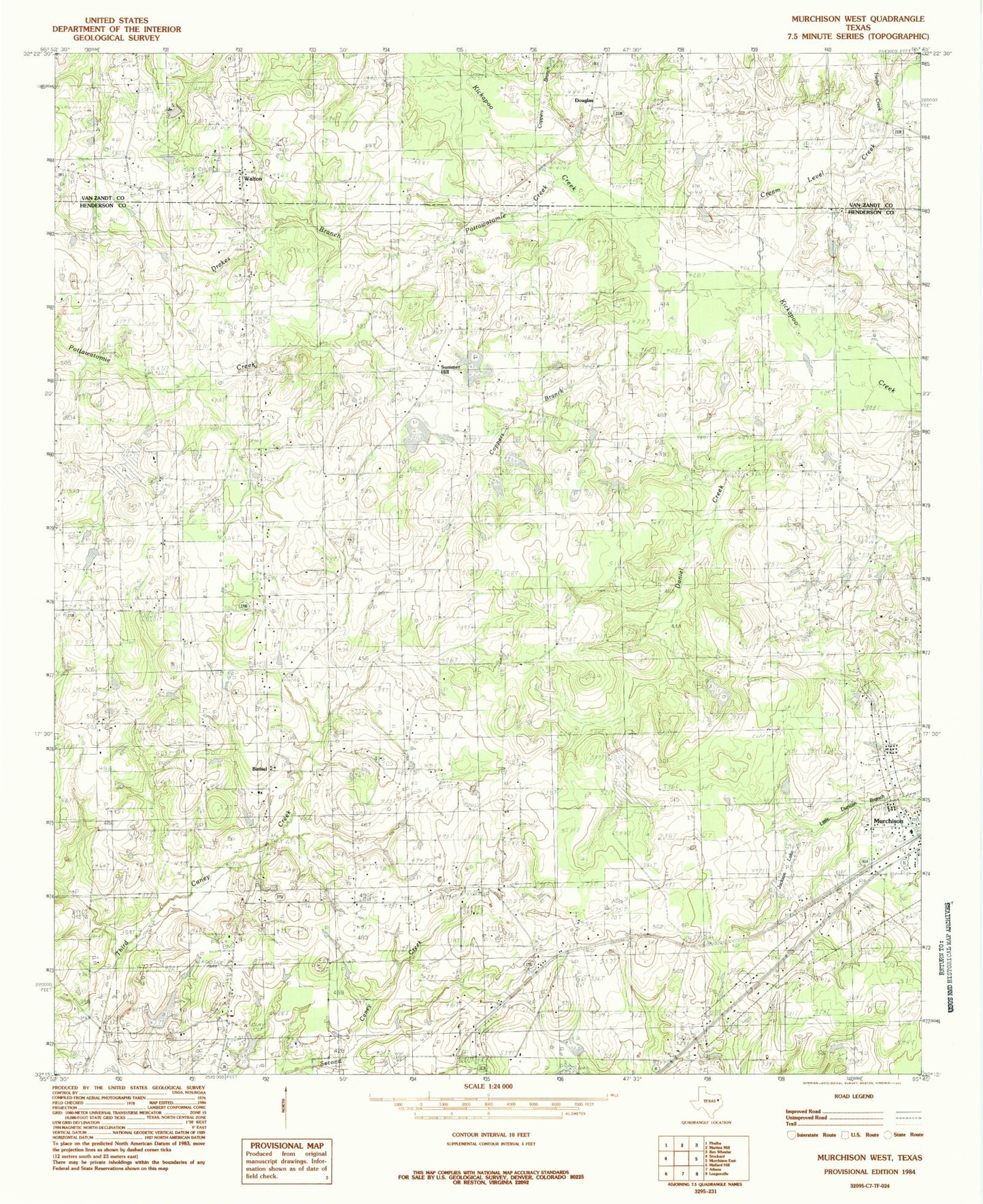 Classic USGS Murchison West Texas 7.5'x7.5' Topo Map Image
