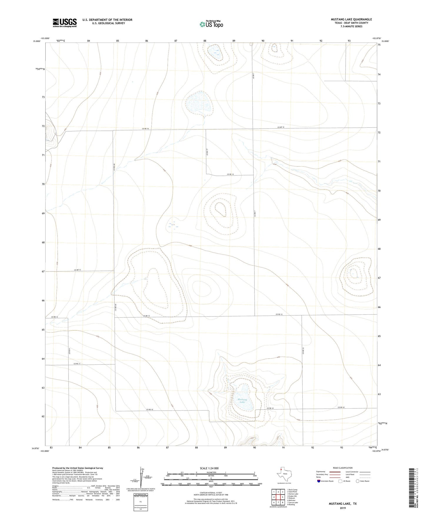 Mustang Lake Texas US Topo Map Image