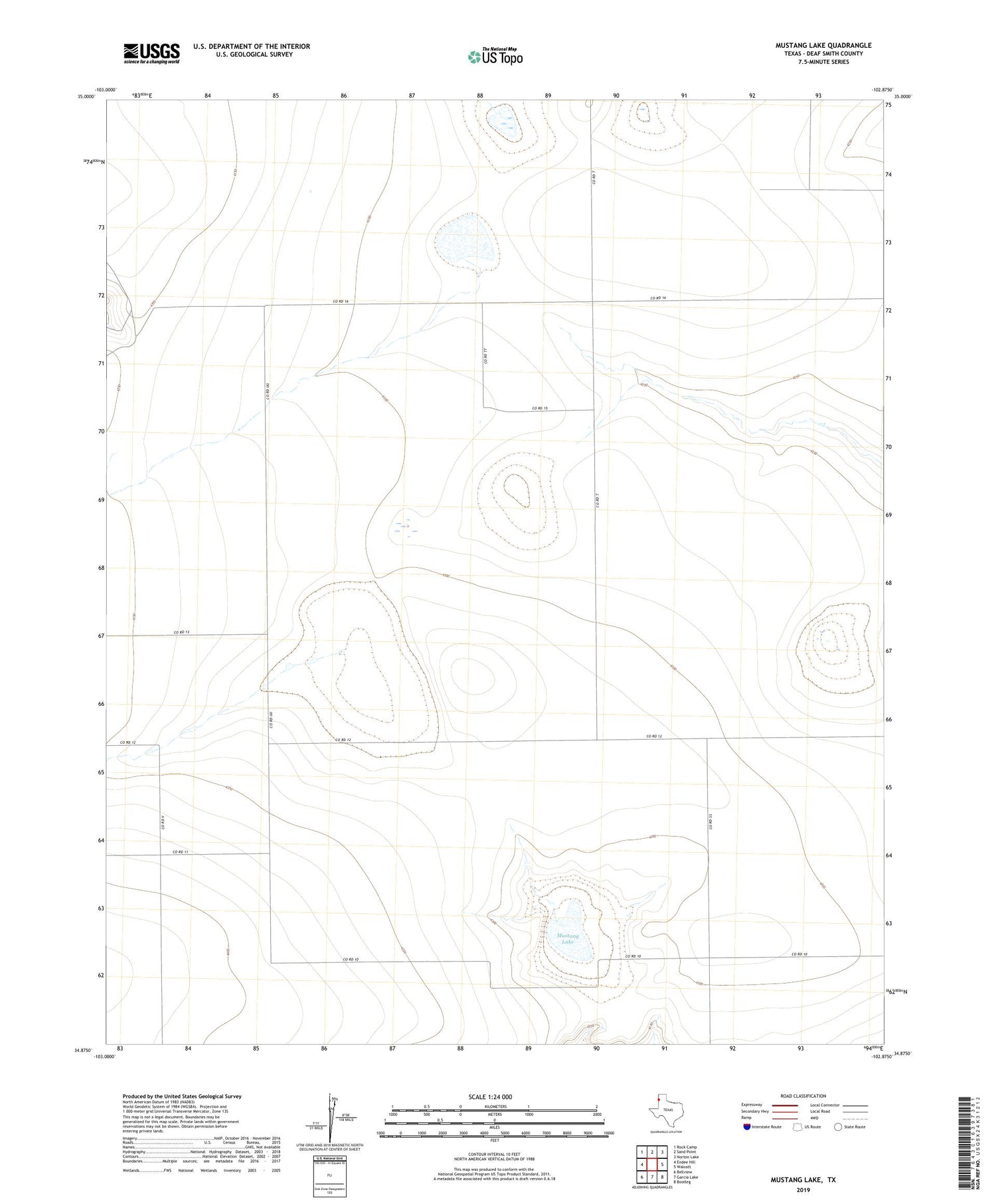 Mustang Lake Texas US Topo Map Image