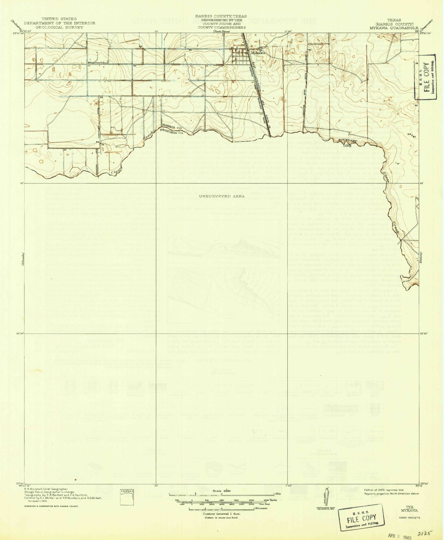 Classic USGS Pearland Texas 7.5'x7.5' Topo Map Image