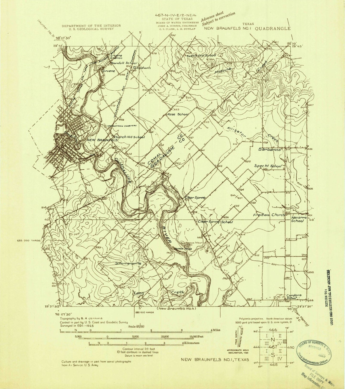 Classic USGS New Braunfels East Texas 7.5'x7.5' Topo Map Image