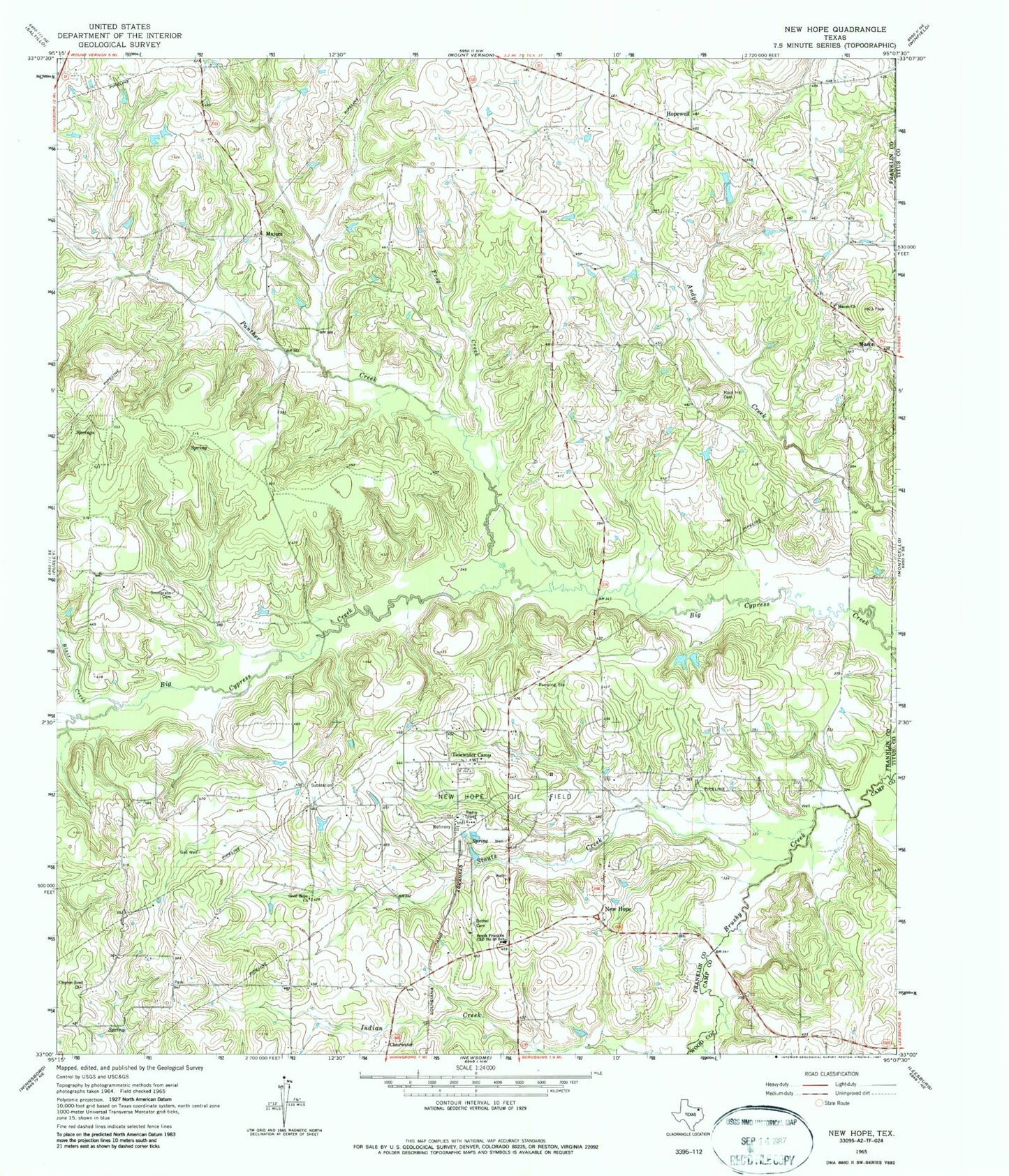 Classic USGS New Hope Texas 7.5'x7.5' Topo Map Image