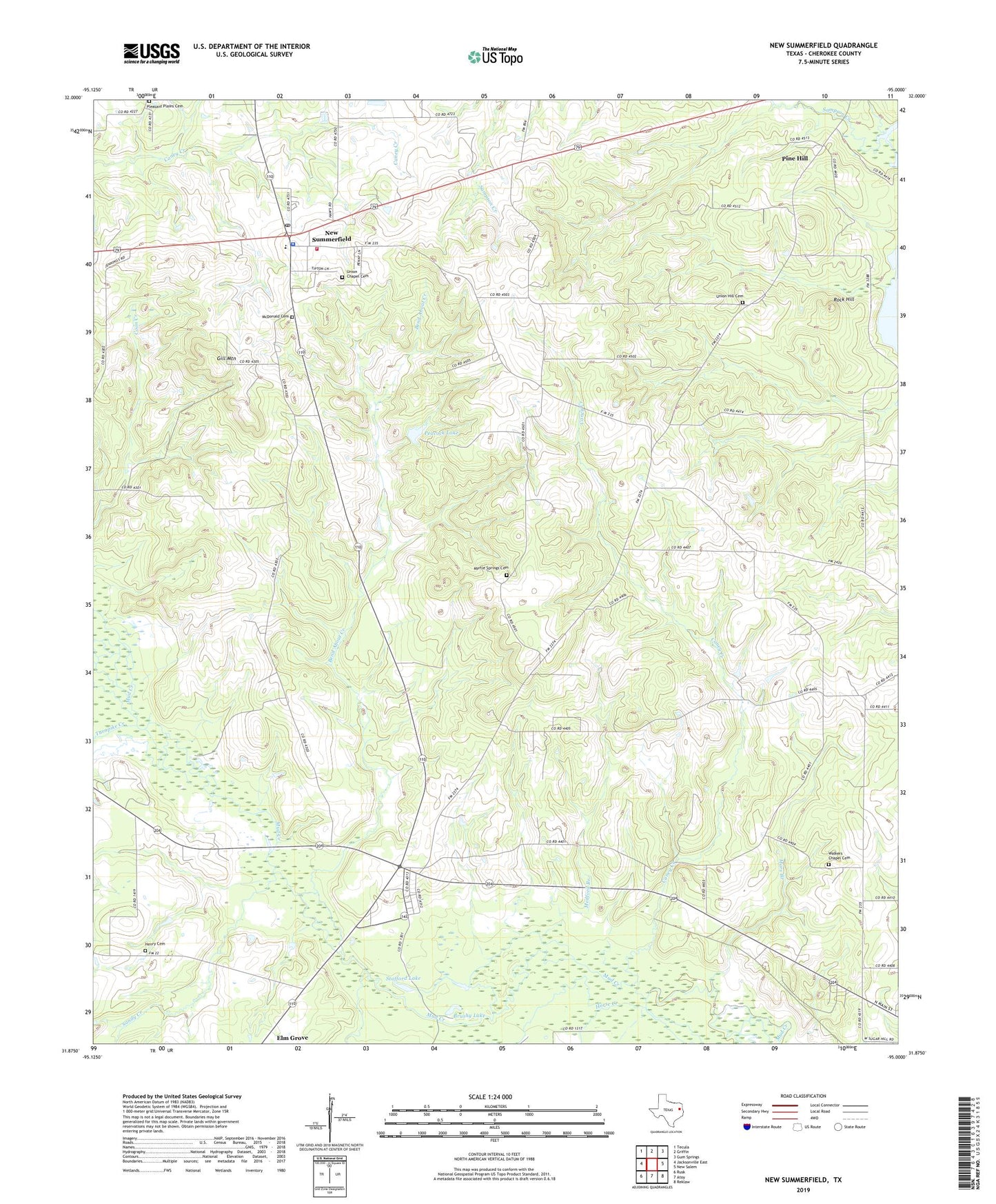 New Summerfield Texas US Topo Map Image