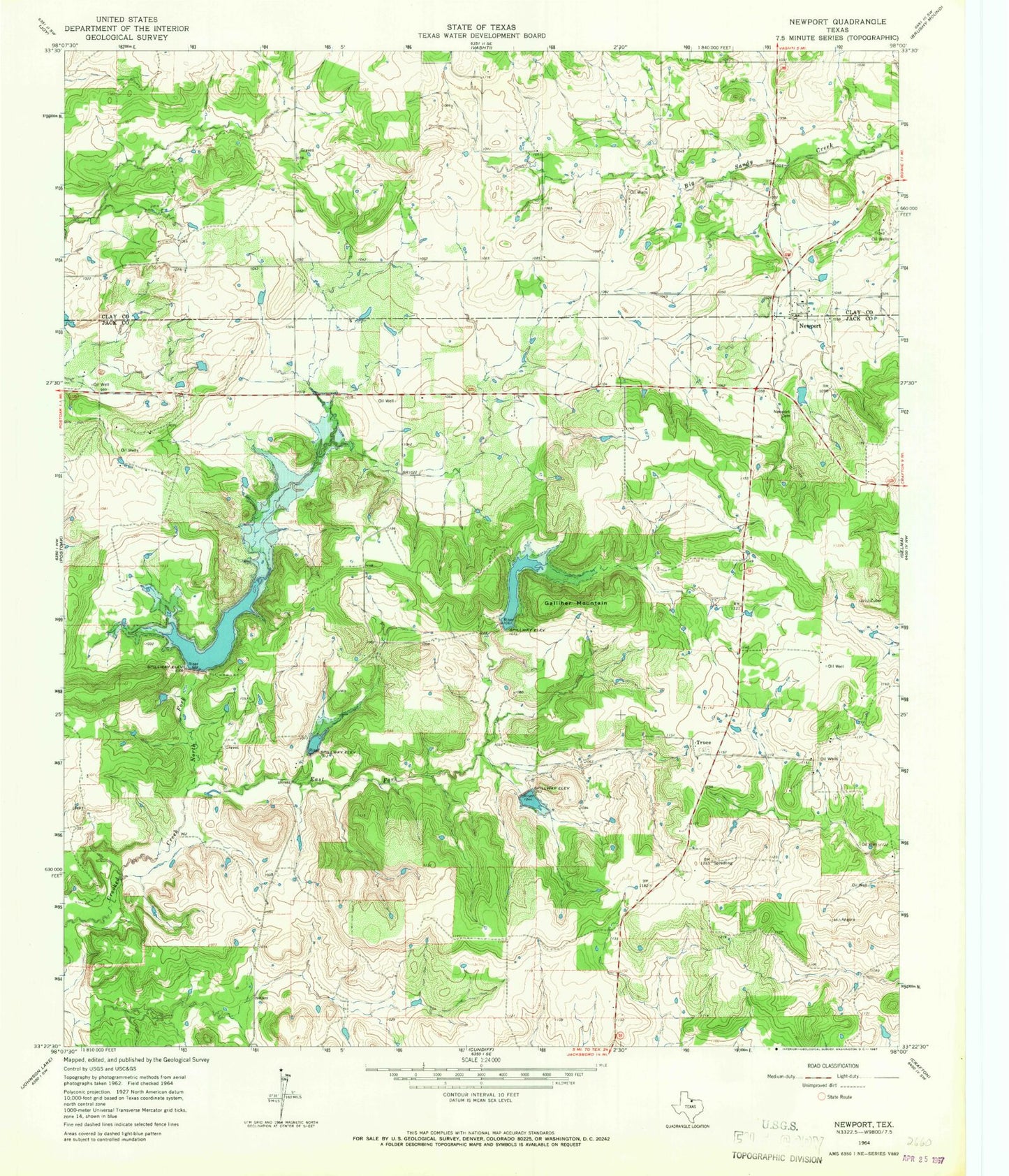 Classic USGS Newport Texas 7.5'x7.5' Topo Map Image